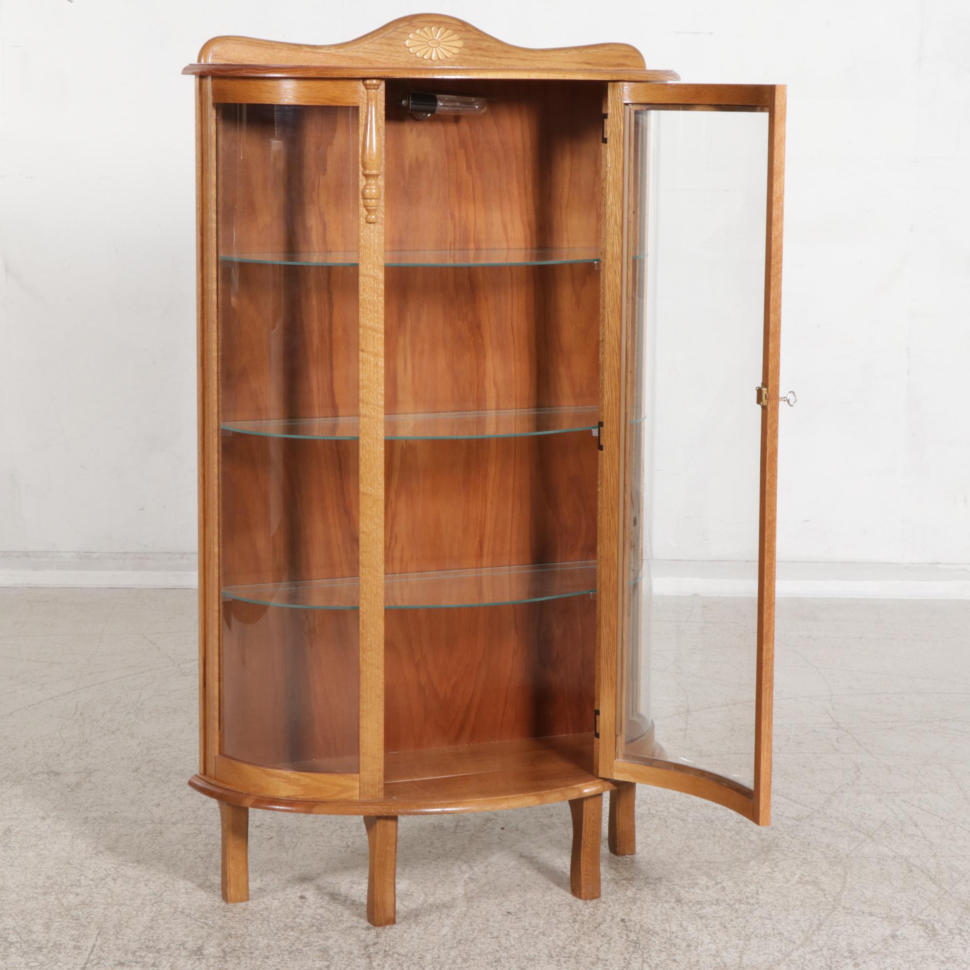 Oak Bowfront Display Cabinet, Late 20th to 21st Century