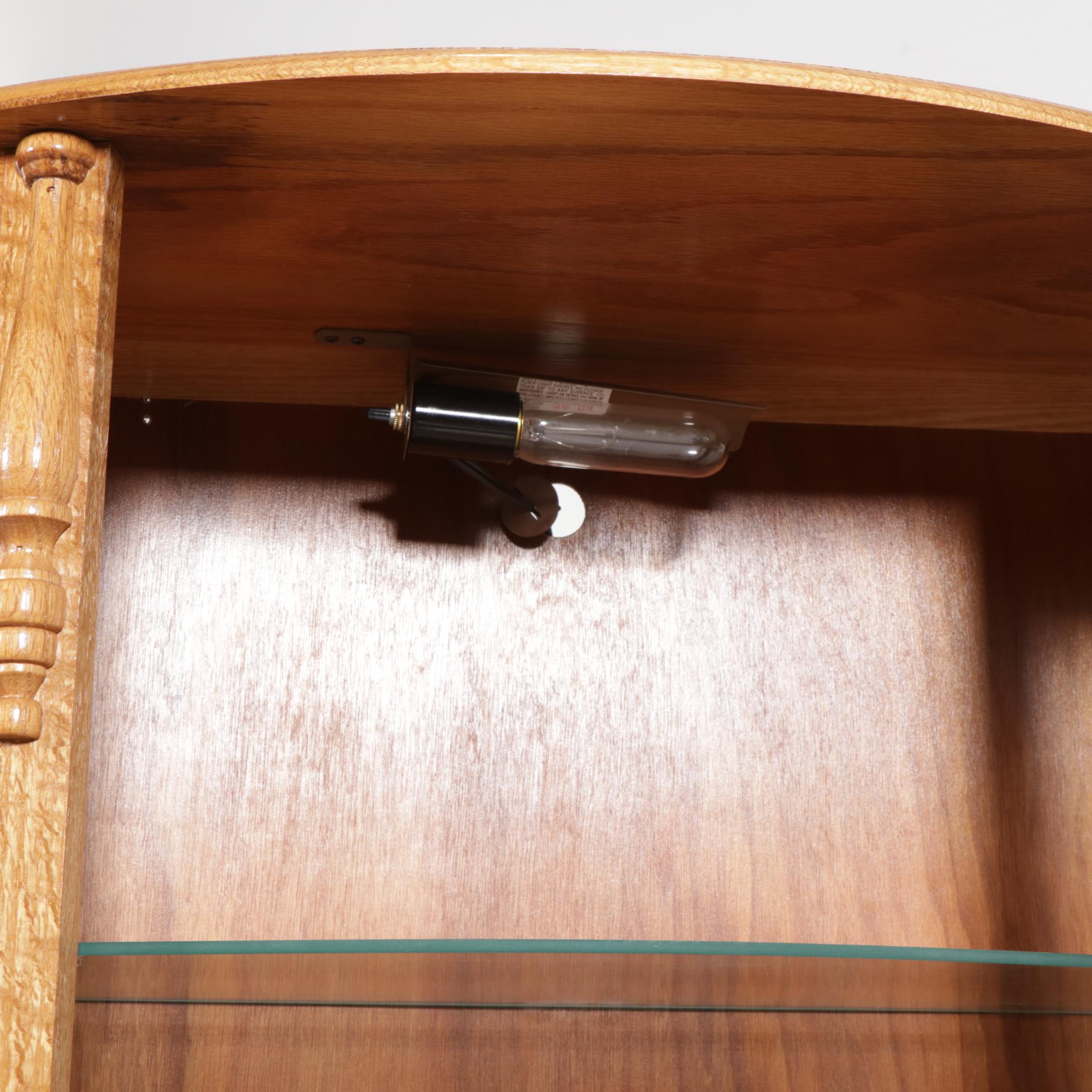 Oak Bowfront Display Cabinet, Late 20th to 21st Century