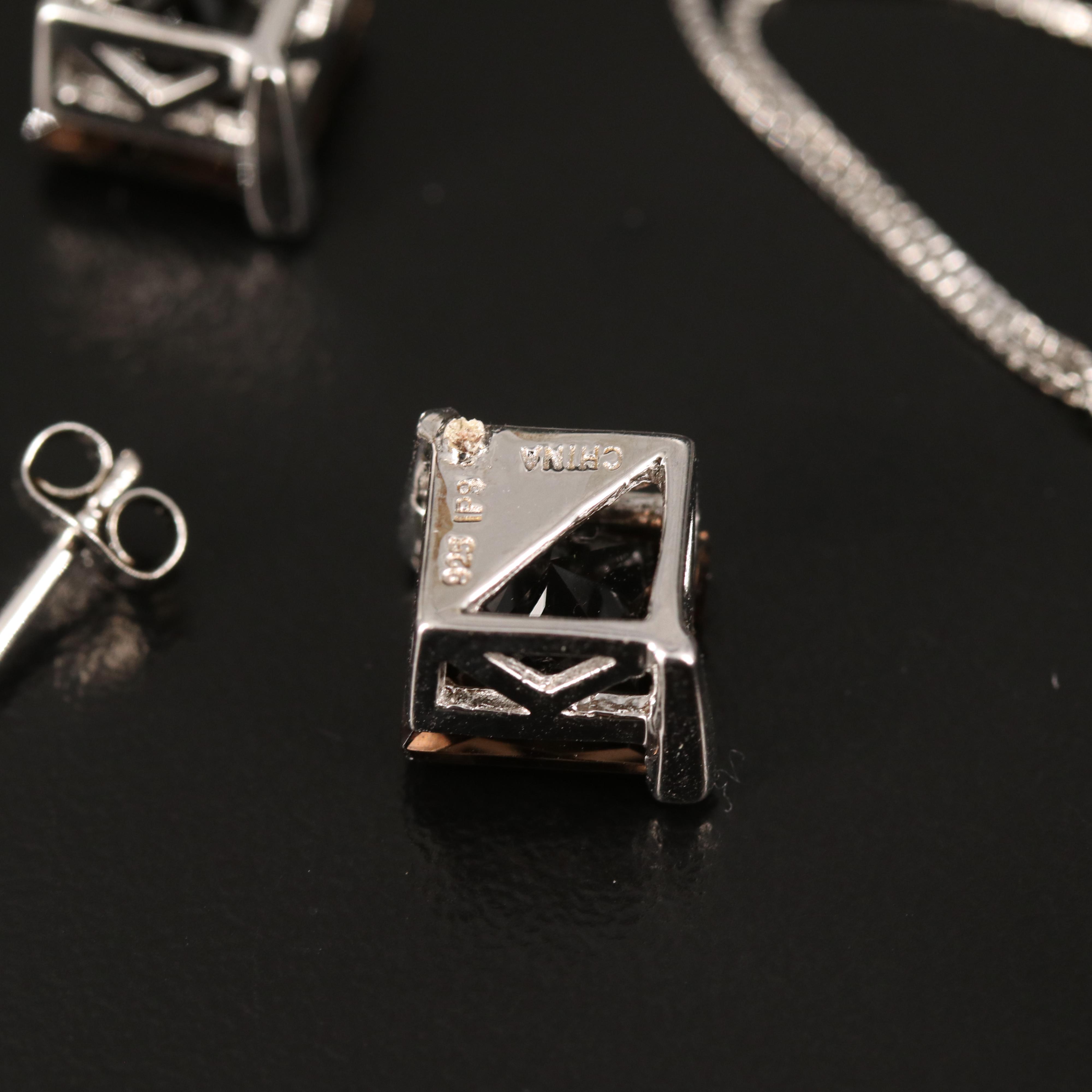 Smoky Quartz Necklace, Ring and Earrings in Sterling