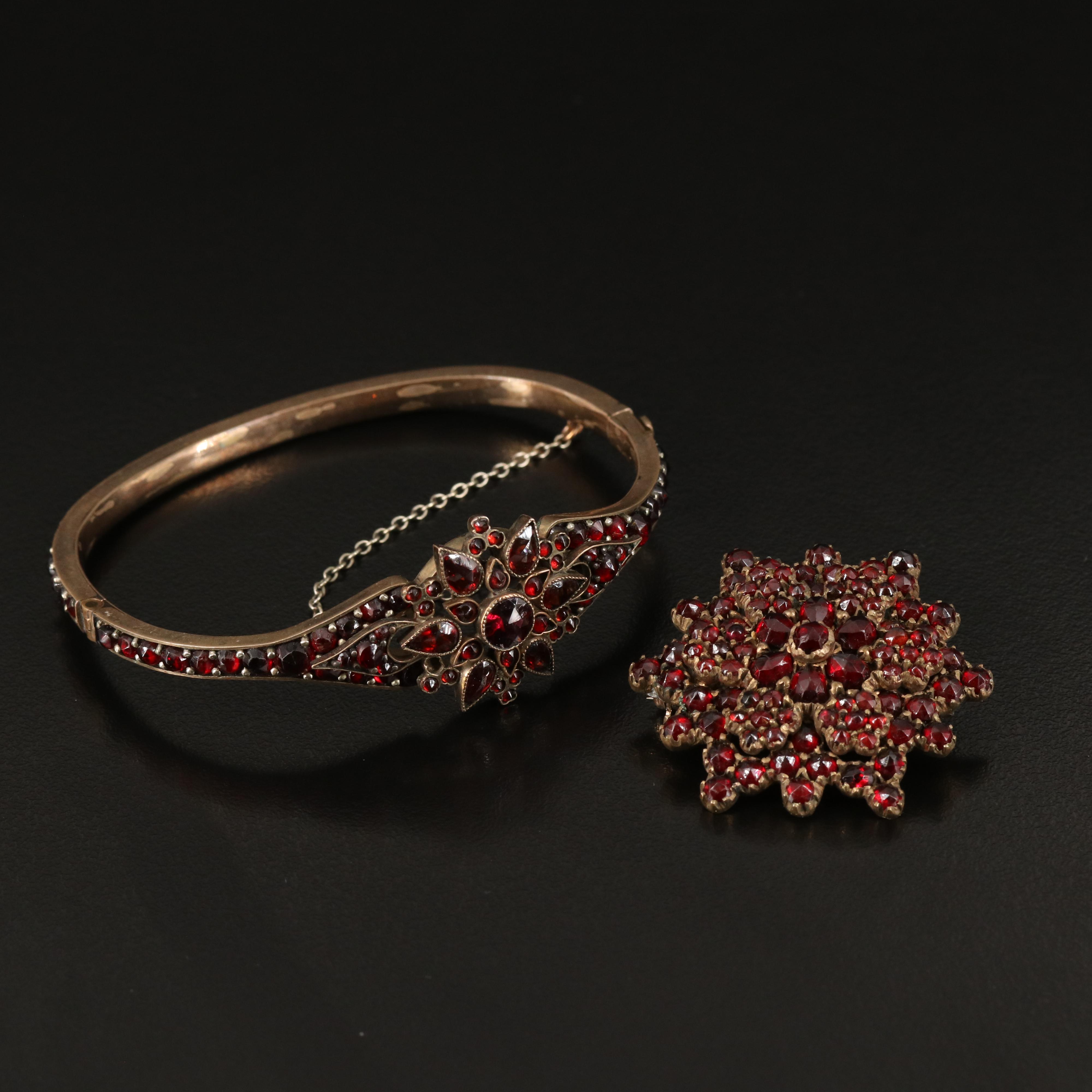 Victorian Garnet Bracelet and Watch Pin