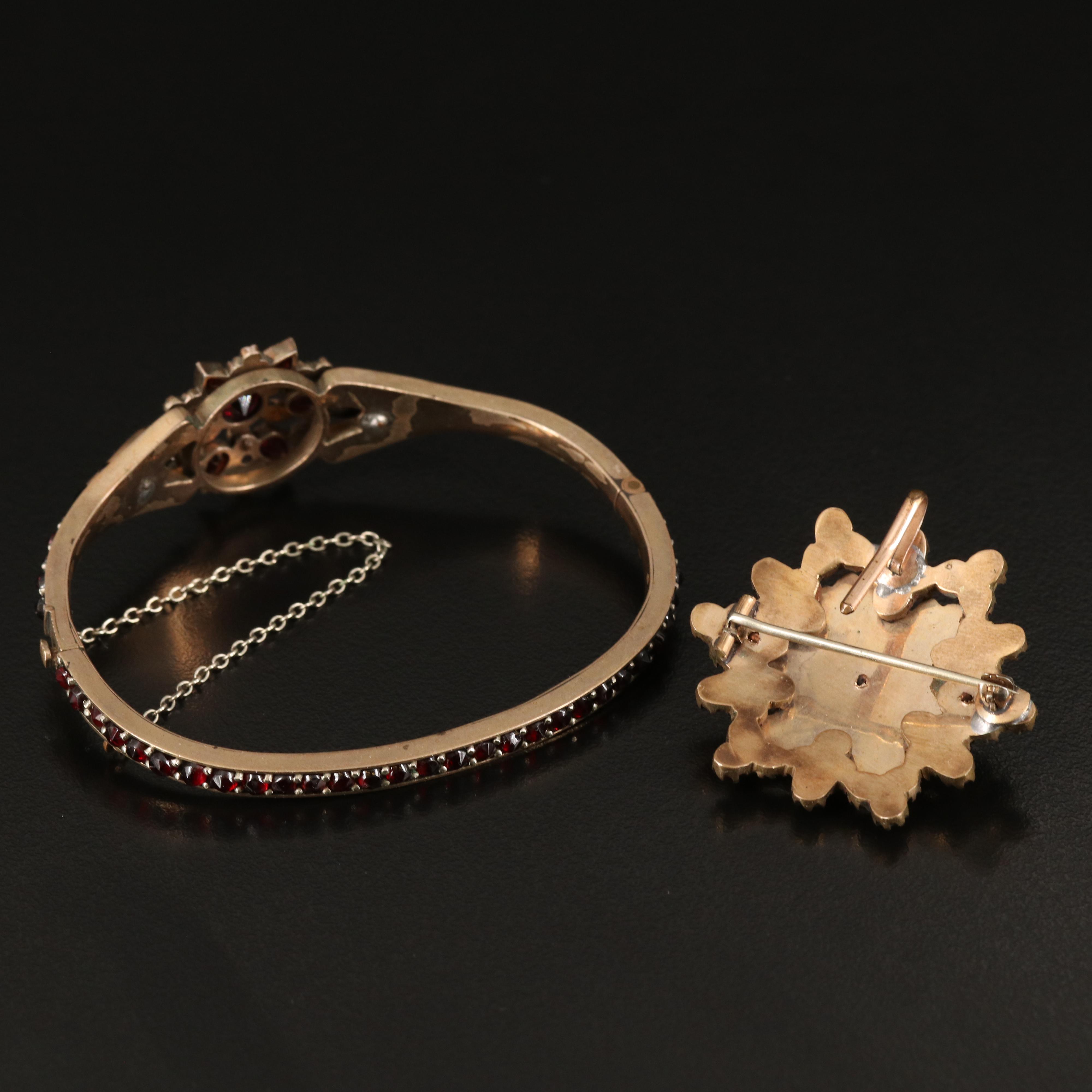 Victorian Garnet Bracelet and Watch Pin