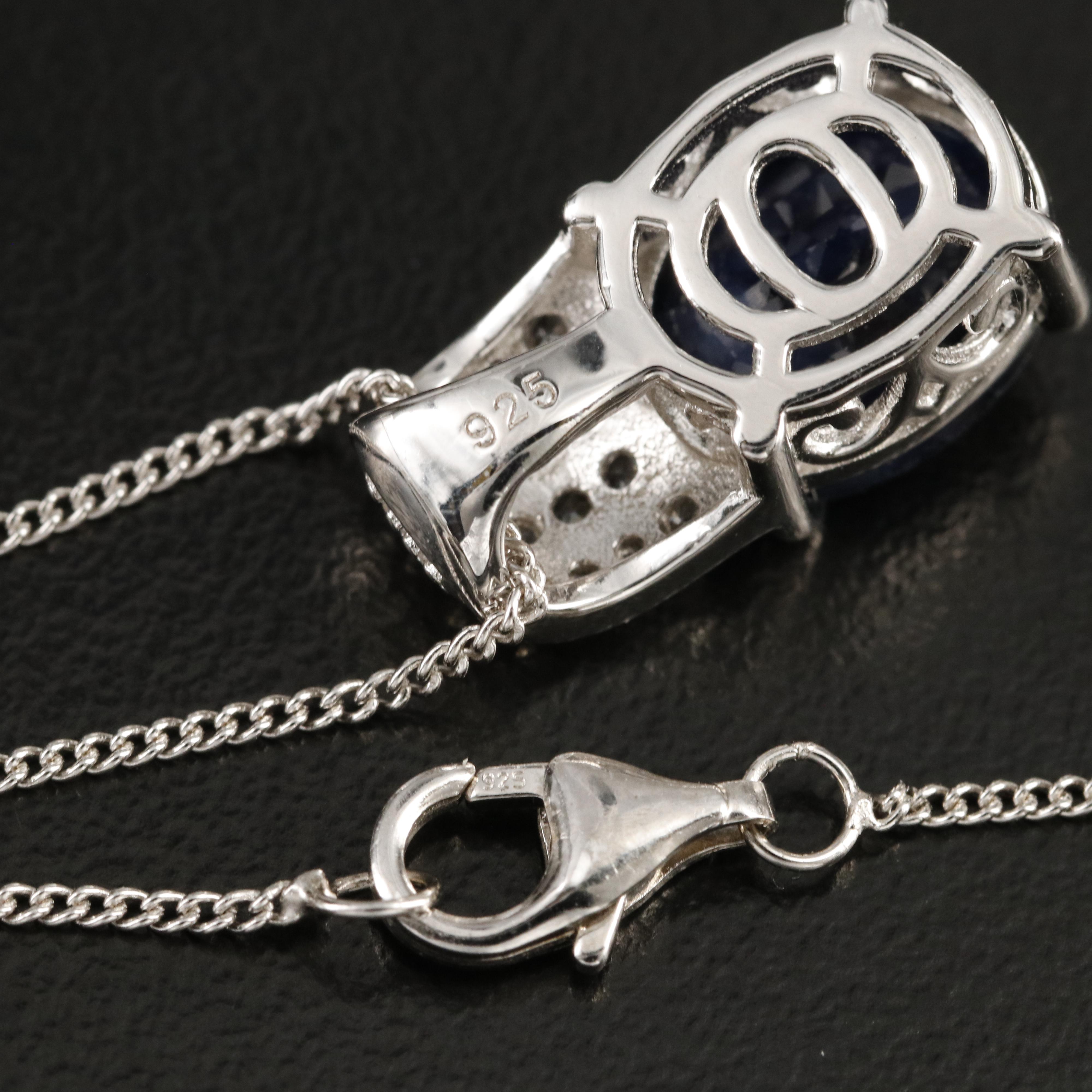 Sterling Sapphire and Topaz Necklace and Ring