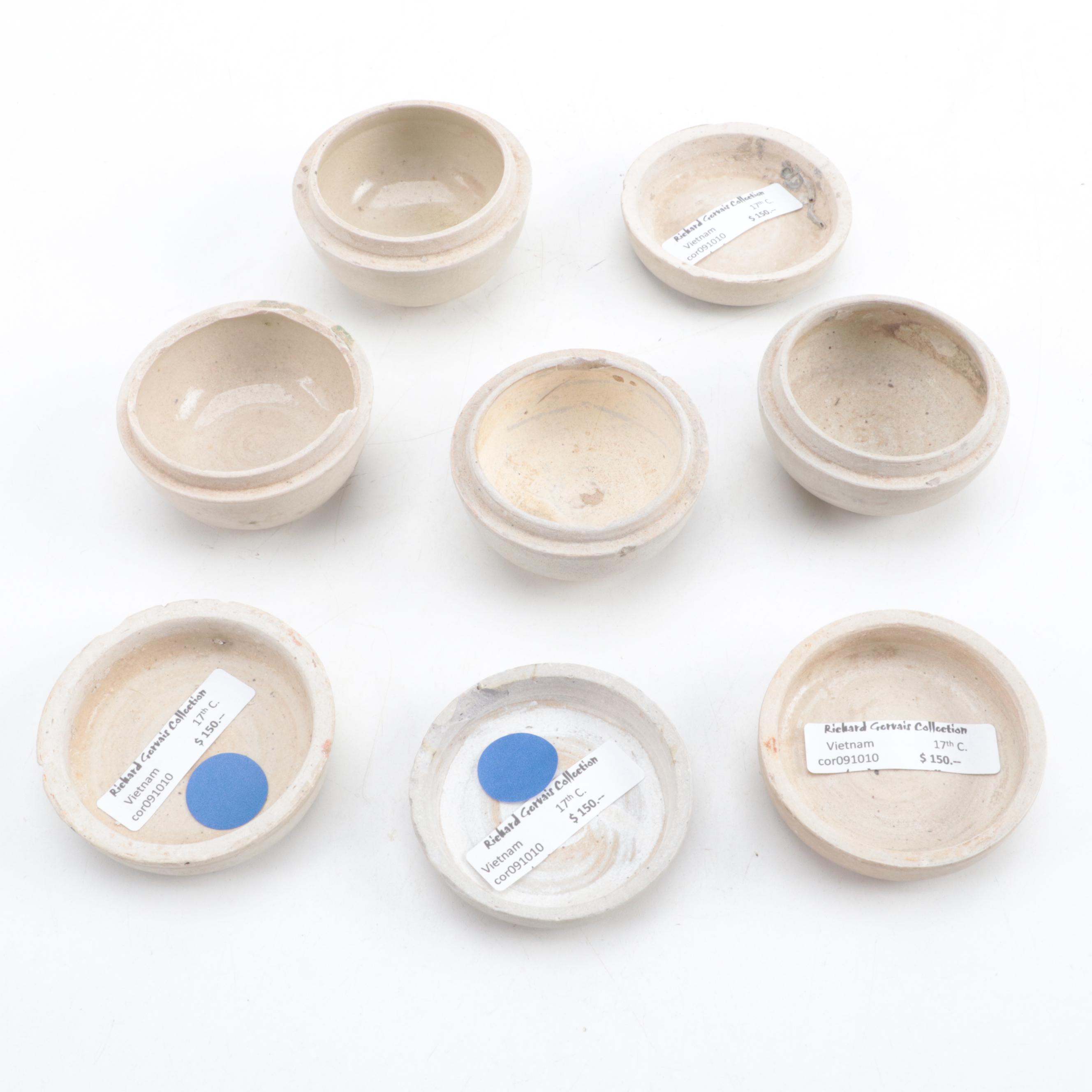 Vietnamese Hoi An Hoard Style Earthenware Round Lidded Boxes, 17th C