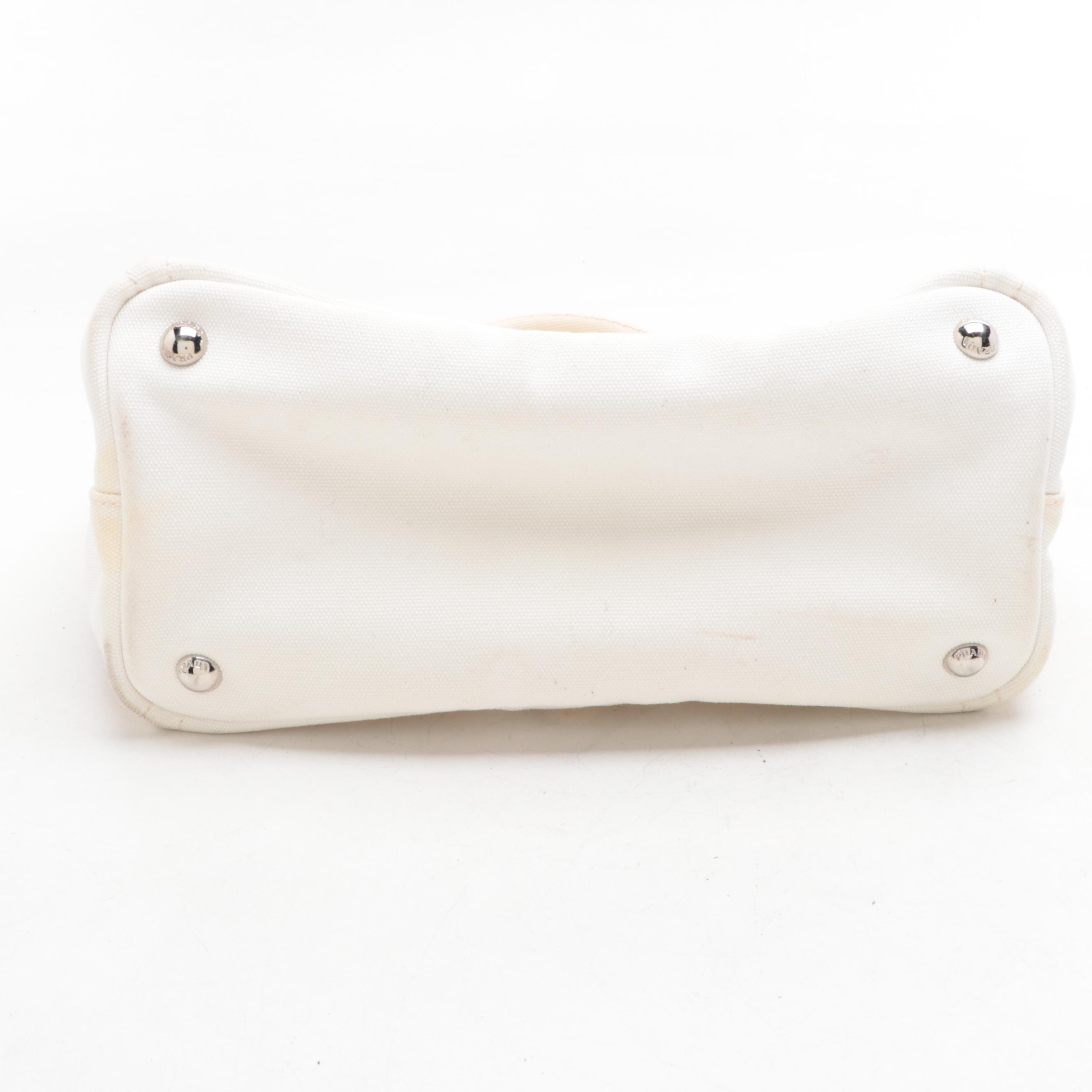Prada Grommet Embellished Canvas Tote