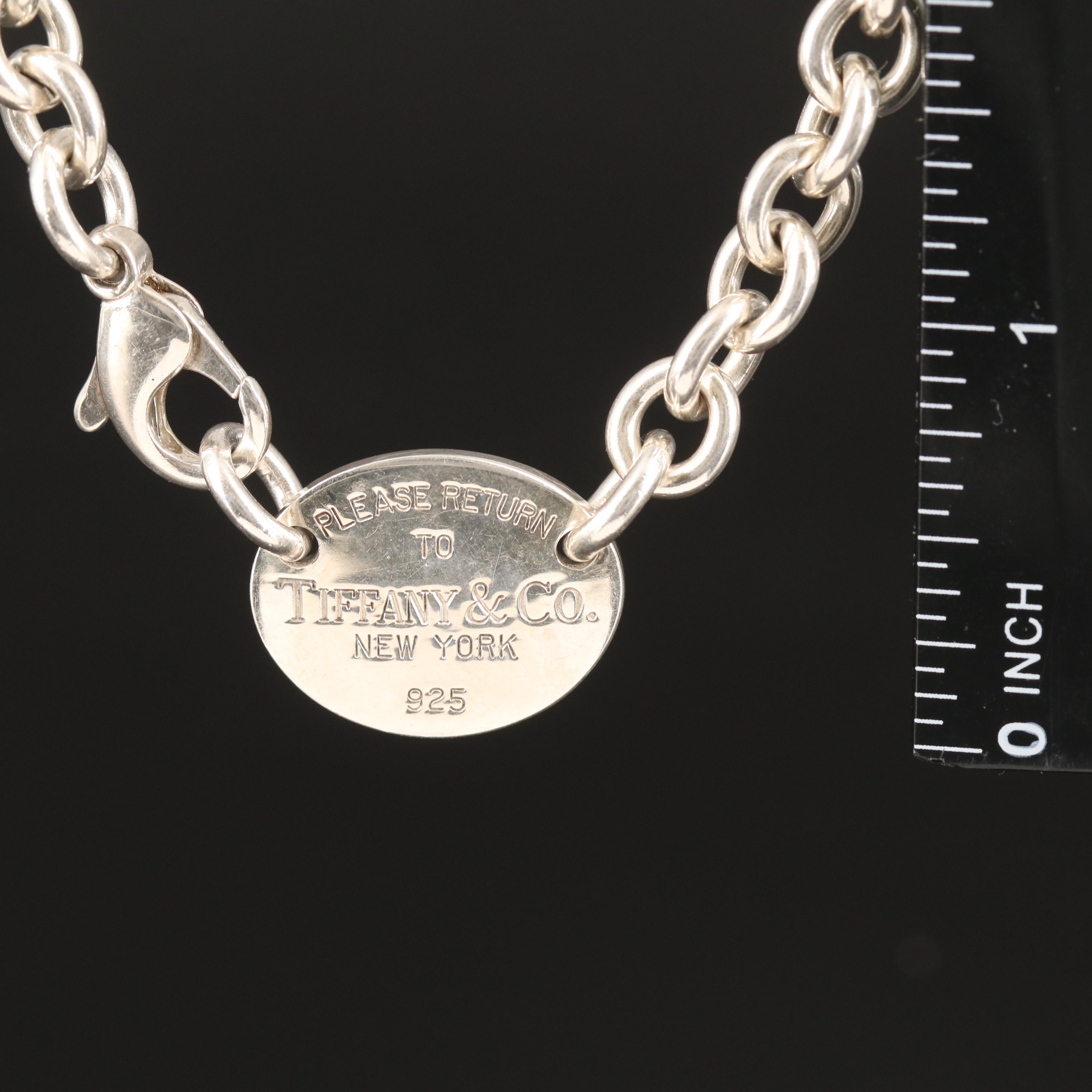 Tiffany & Co. Sterling Oval Tag Necklace