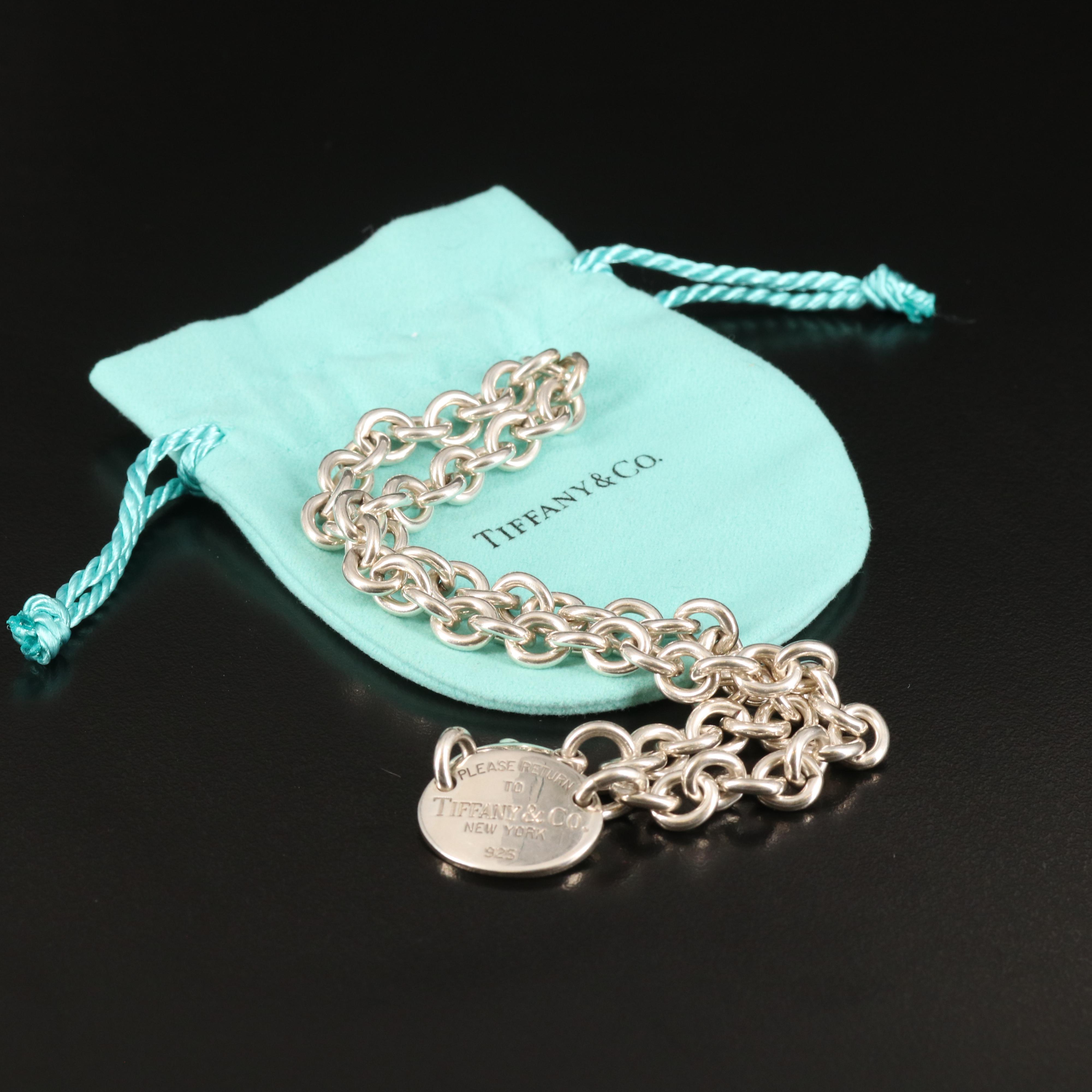 Tiffany & Co. Sterling Oval Tag Necklace
