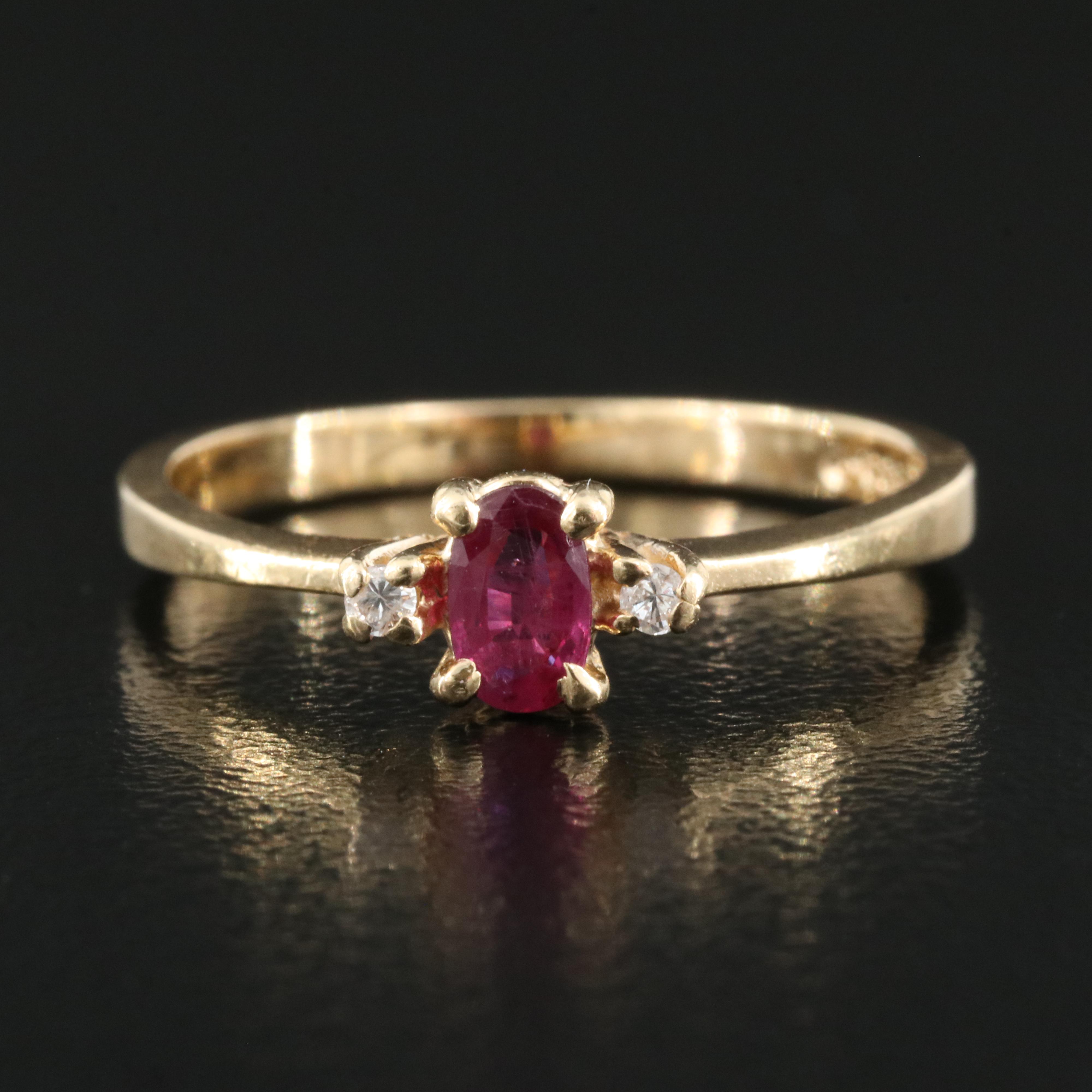 Vintage 14K Ruby and Diamond Ring
