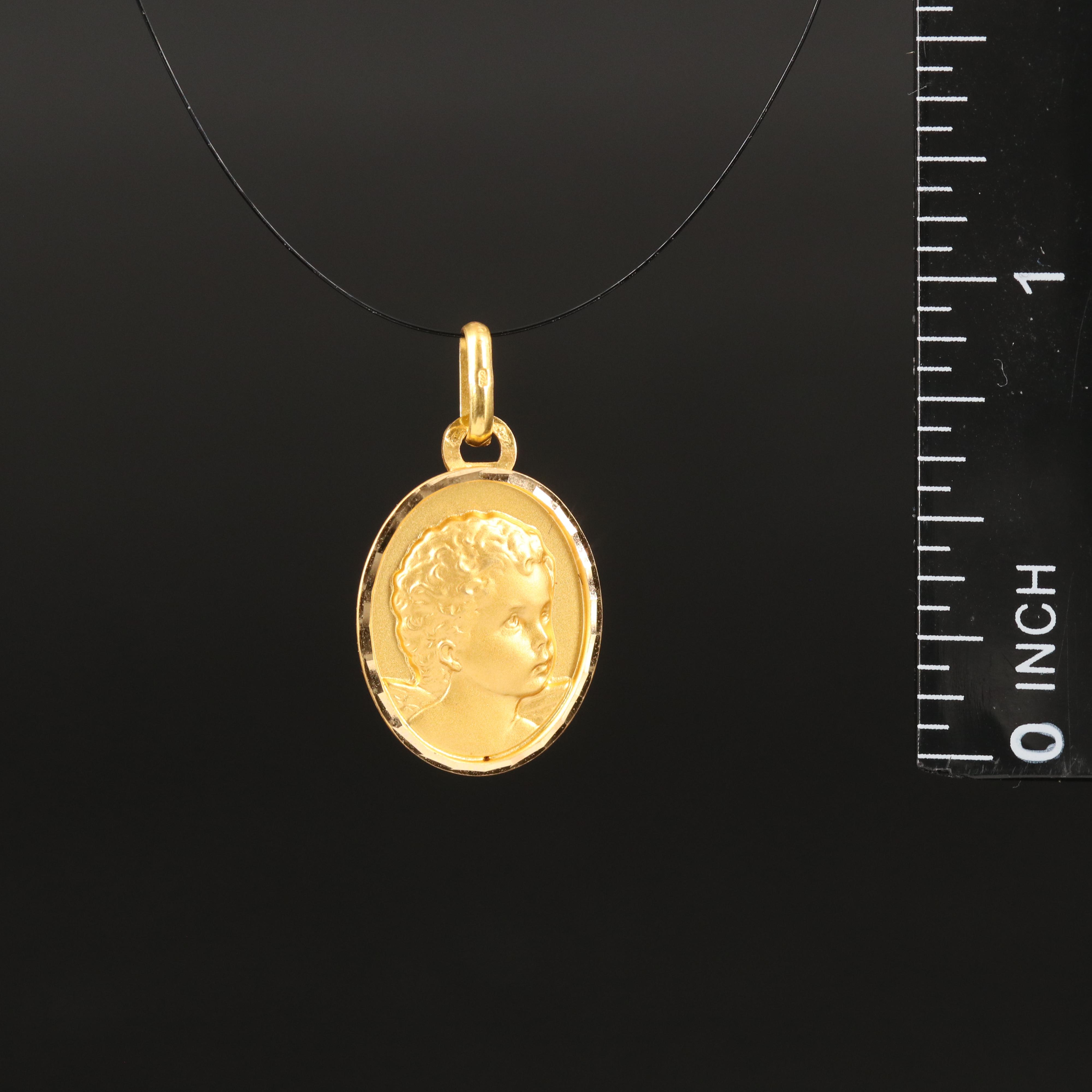 French 18K Figural Angel Pendant