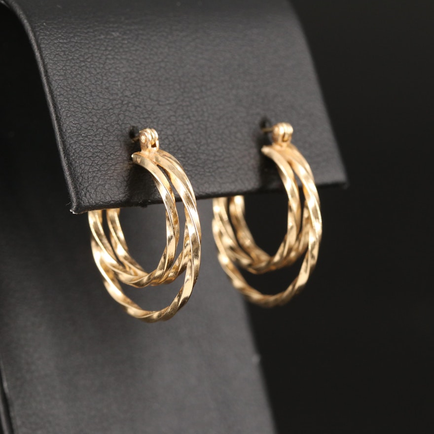 14K Triple Hoop Earrings