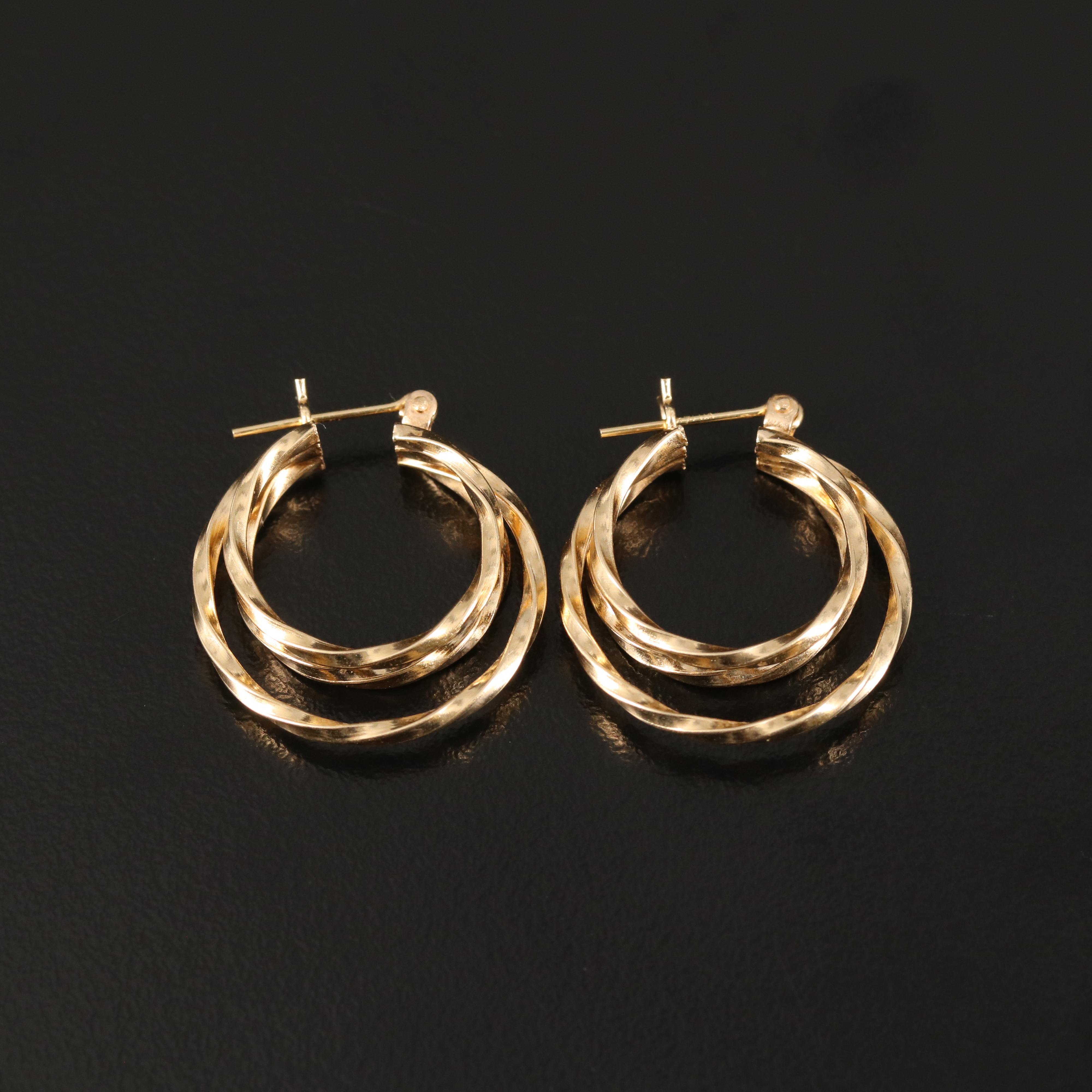 14K Triple Hoop Earrings