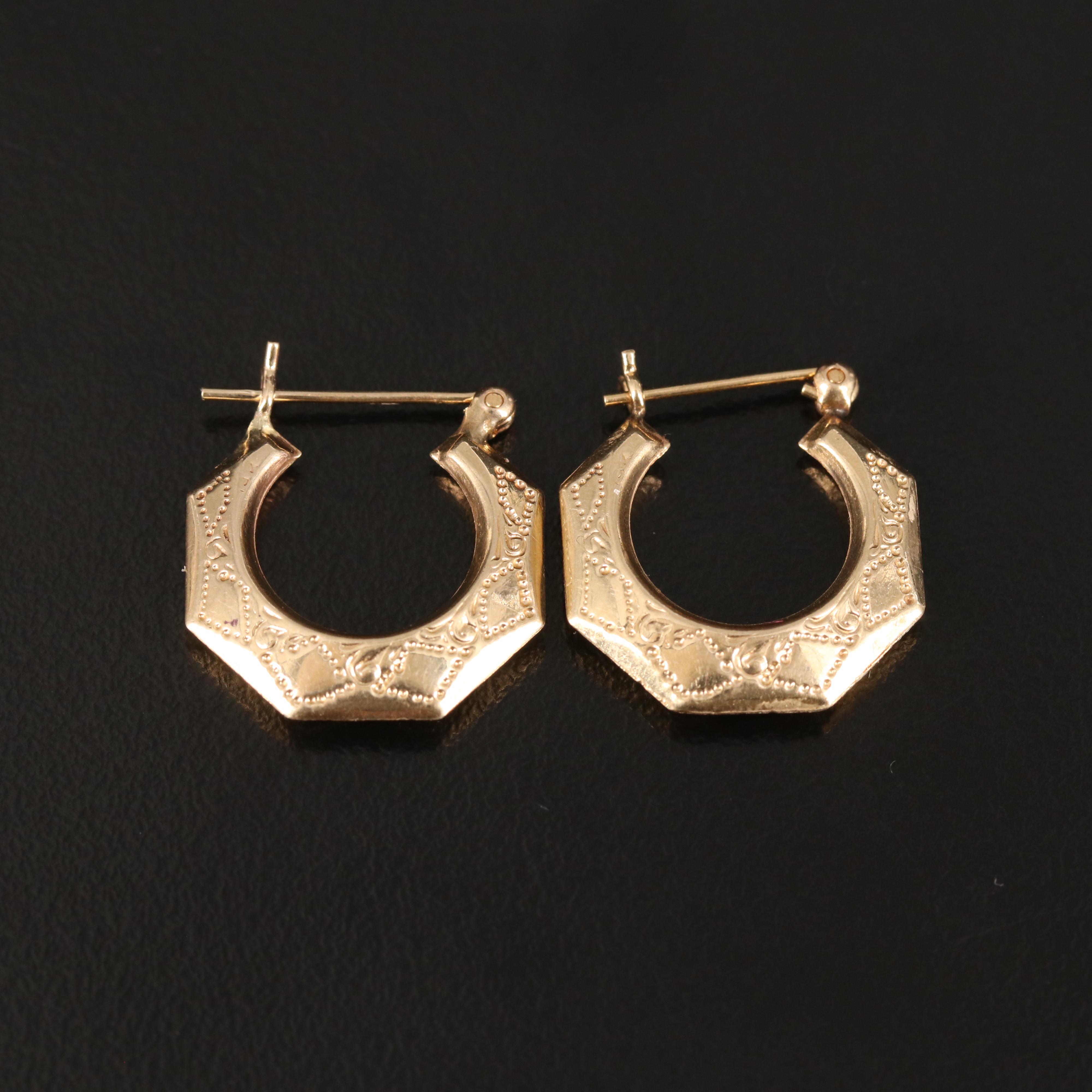 14K Hexagonal Hoop Earrings