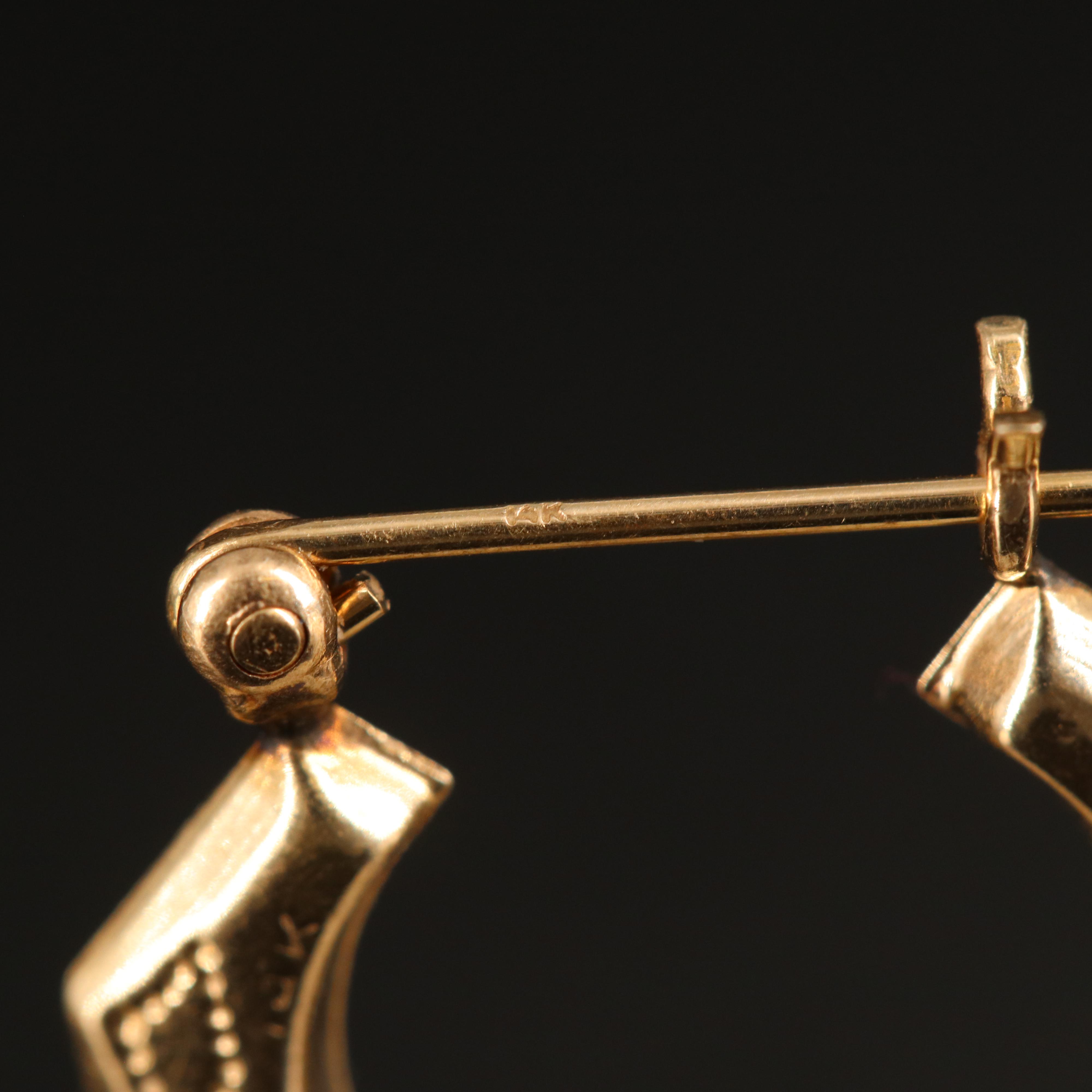 14K Hexagonal Hoop Earrings