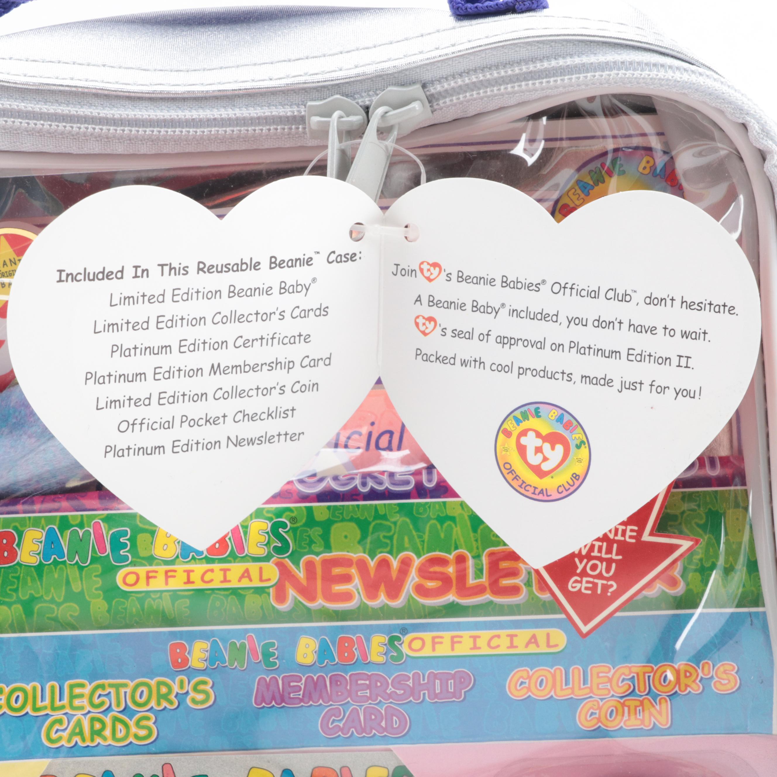Ty Beanie Babies Stuffed Plush Toys With Clear Cases, Limited Edition Carry Case
