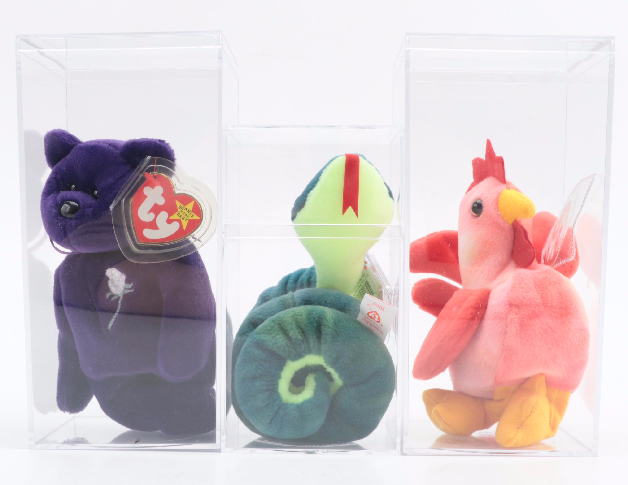 Ty Beanie Babies Stuffed Plush Toys With Clear Cases, Limited Edition Carry Case