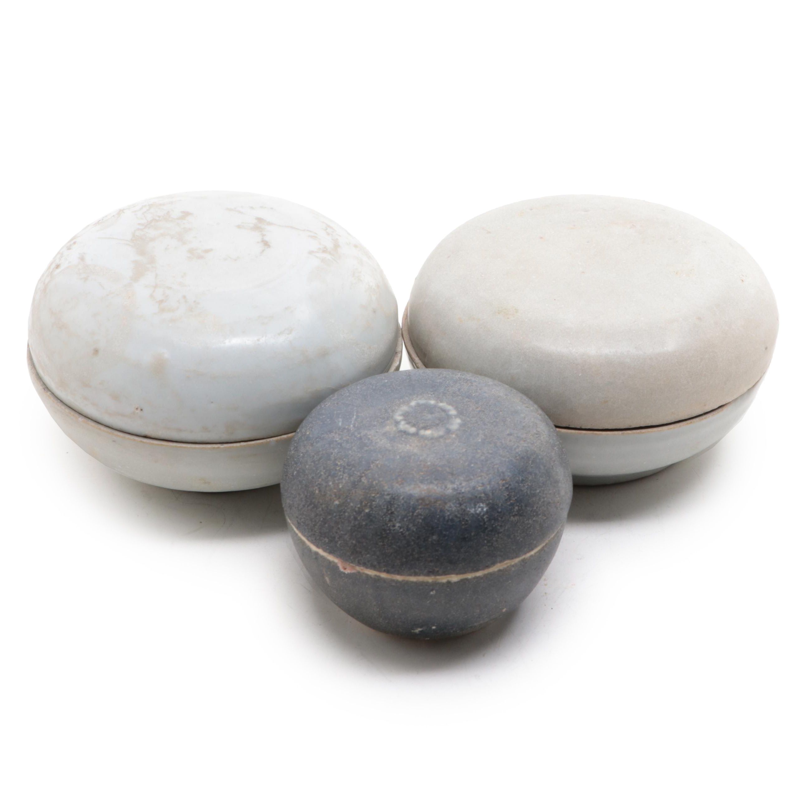 Chinese Marine-Recovered Porcelain Cosmetic Boxes, Probably Ming Dynasty