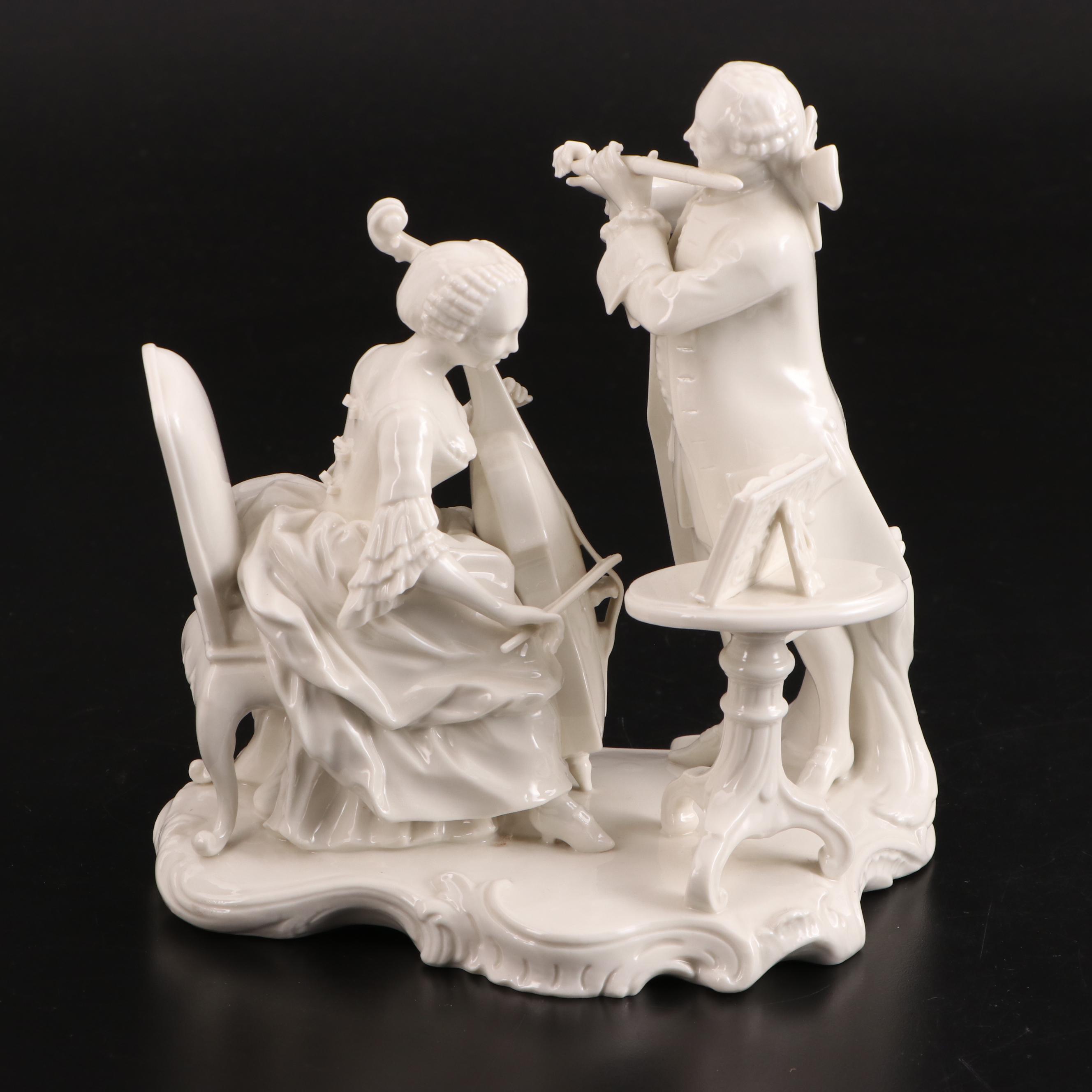 Nymphenburg German Porcelain Musician Figural Group, Mid to Late 20th Century