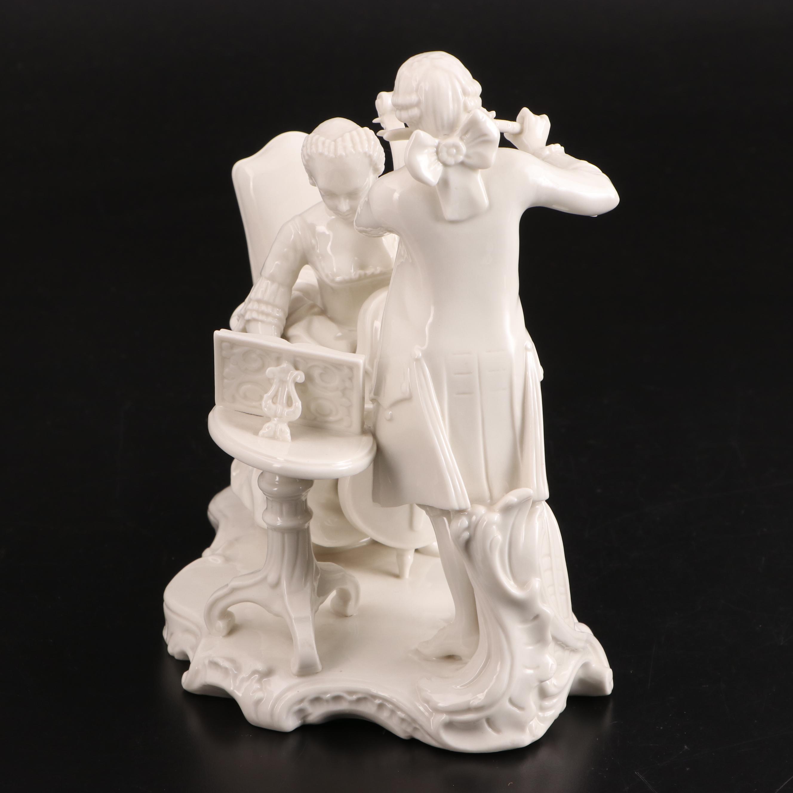 Nymphenburg German Porcelain Musician Figural Group, Mid to Late 20th Century