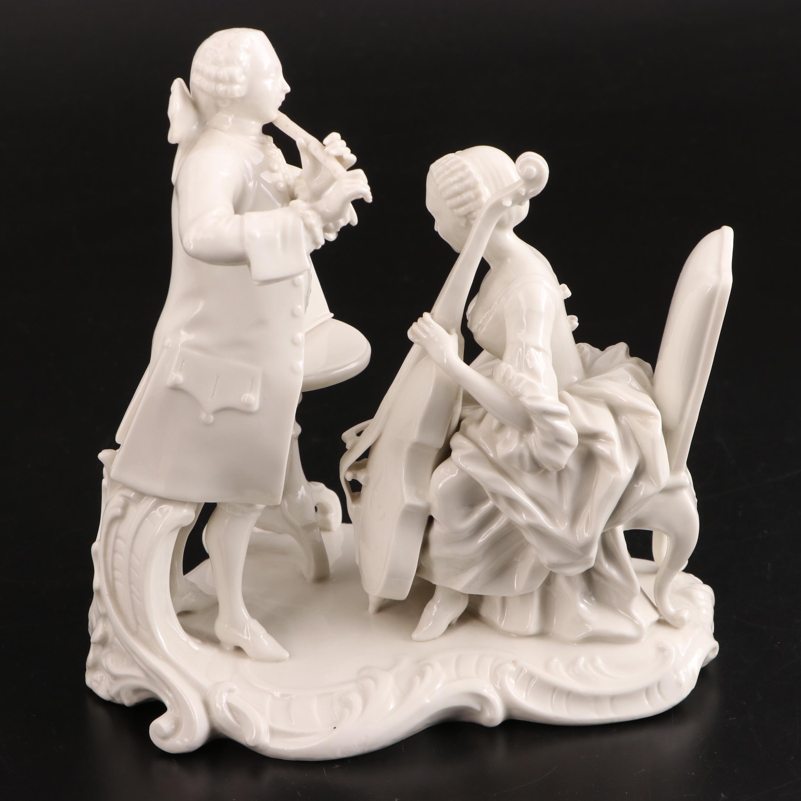 Nymphenburg German Porcelain Musician Figural Group, Mid to Late 20th Century