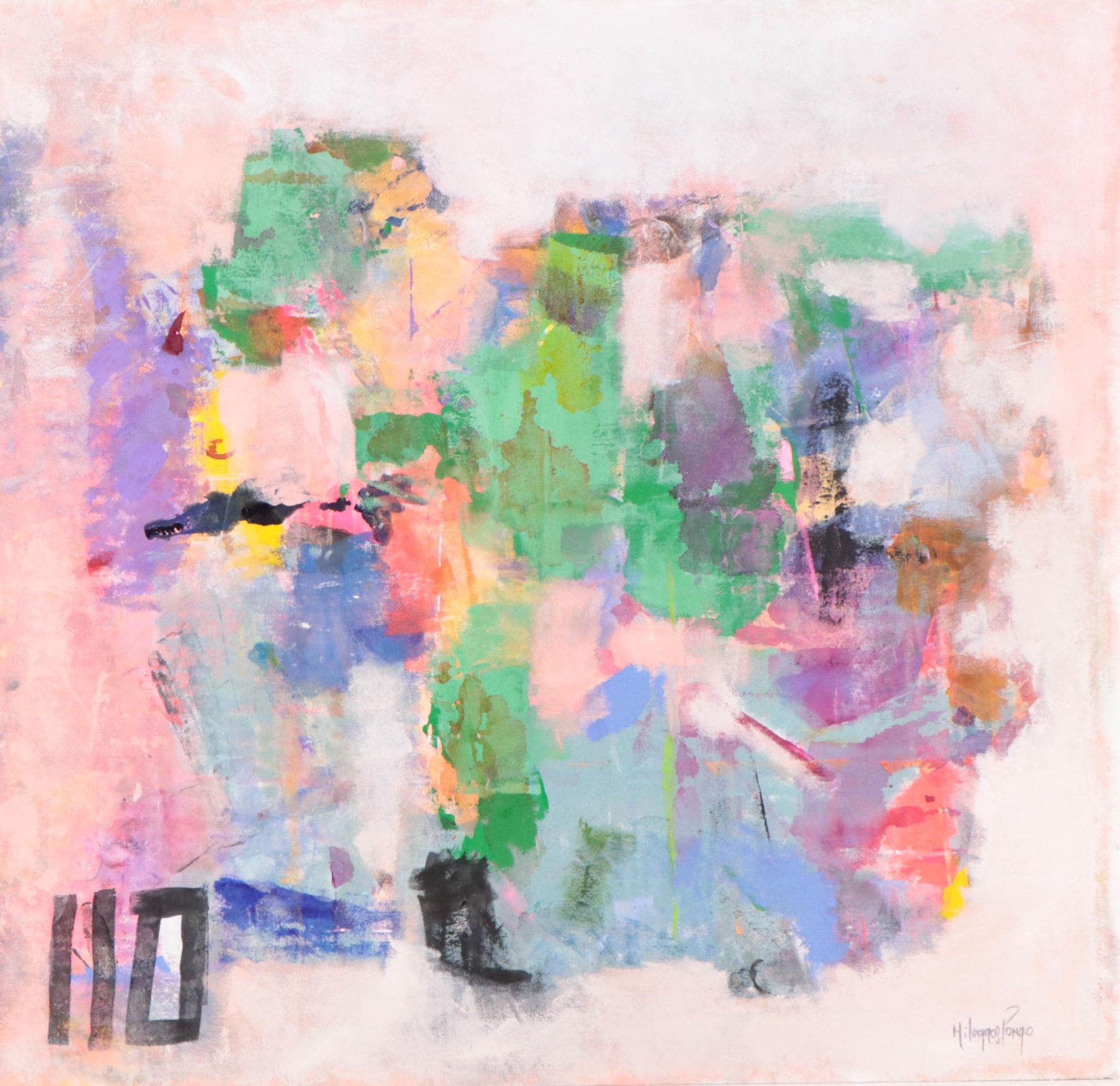 Milagros Pongo Abstract Mixed Media Painting "To Kio," 21st Century