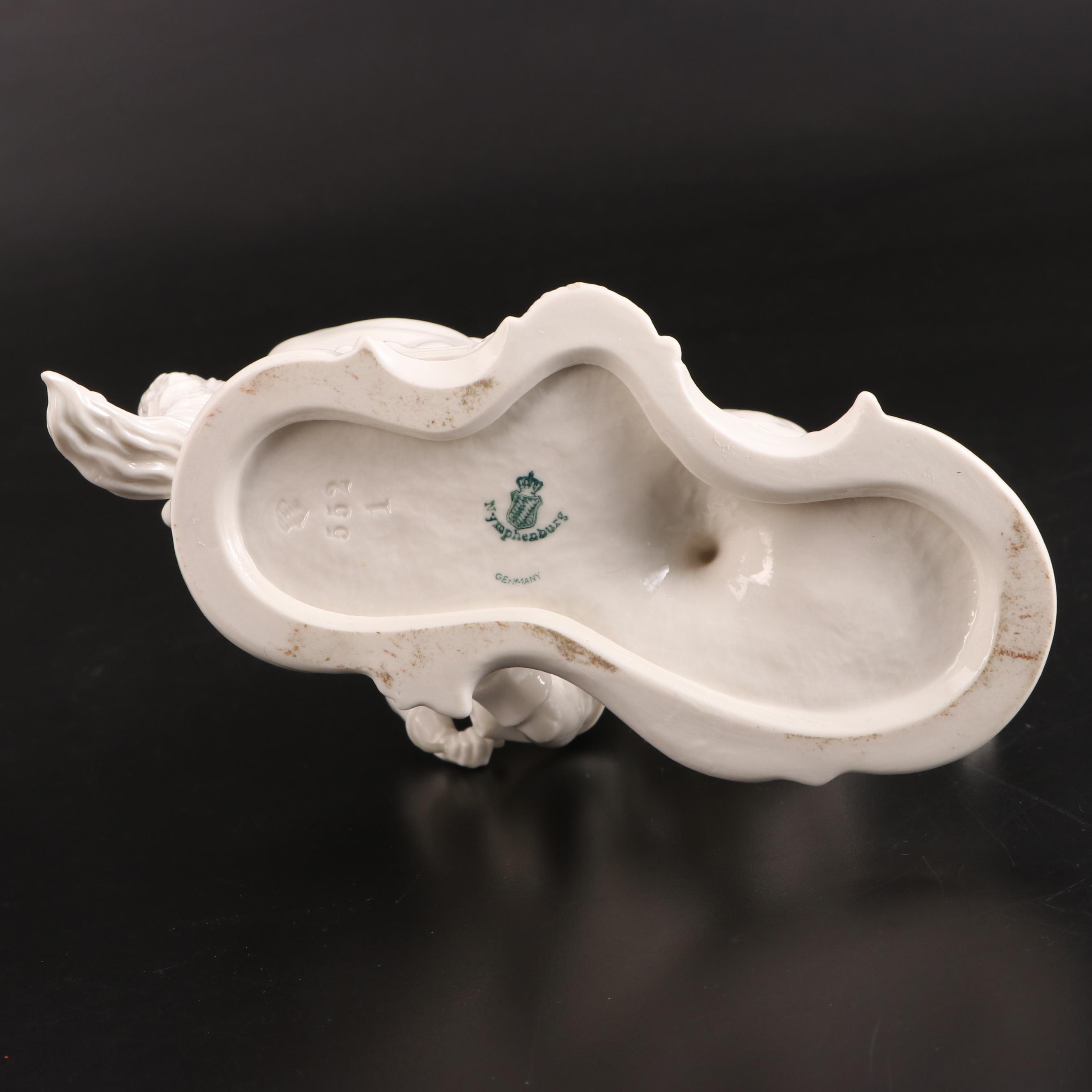 Nymphenburg Porcelain Figurine of Soldier with Horse, 20th Century