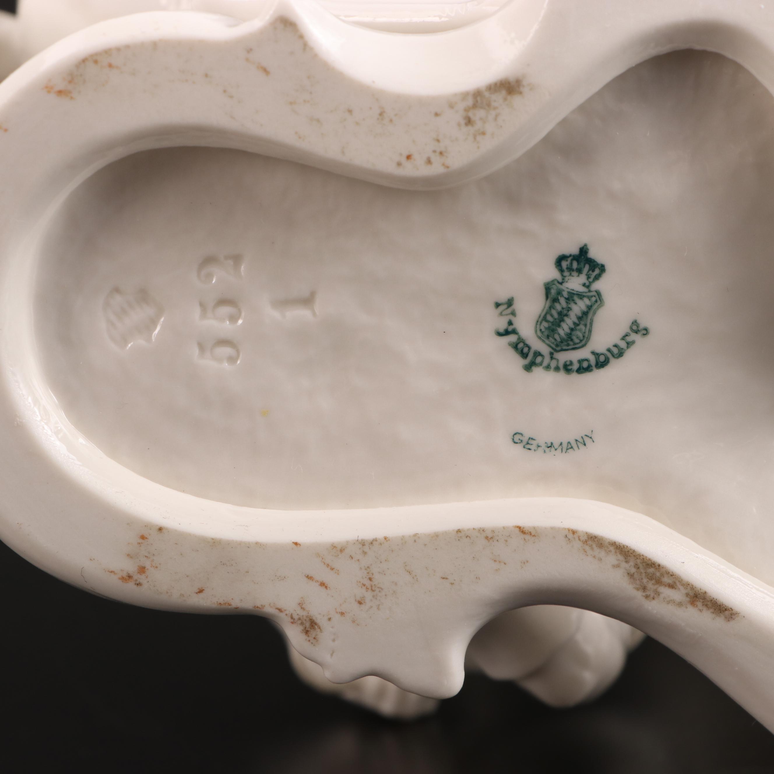 Nymphenburg Porcelain Figurine of Soldier with Horse, 20th Century