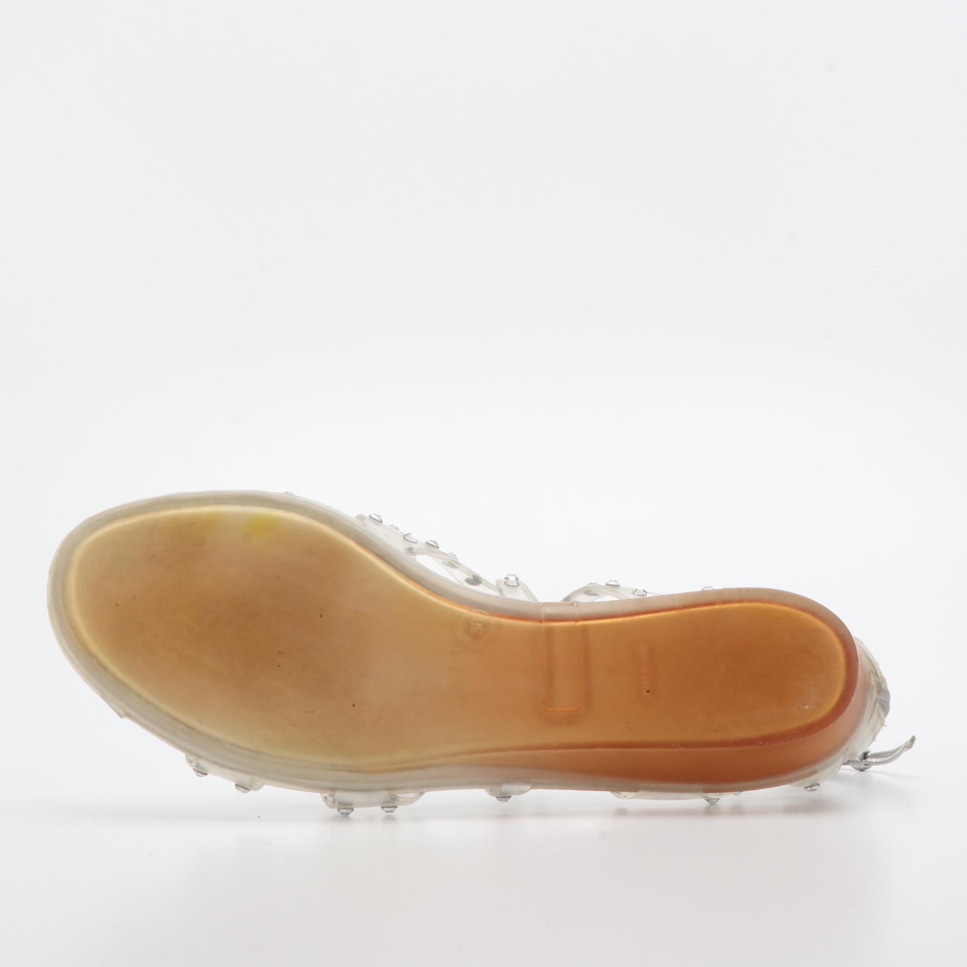 Stuart Weitzman Nudistlucite Wedges, Clear Jelly Flats, and Wedges with Crystals