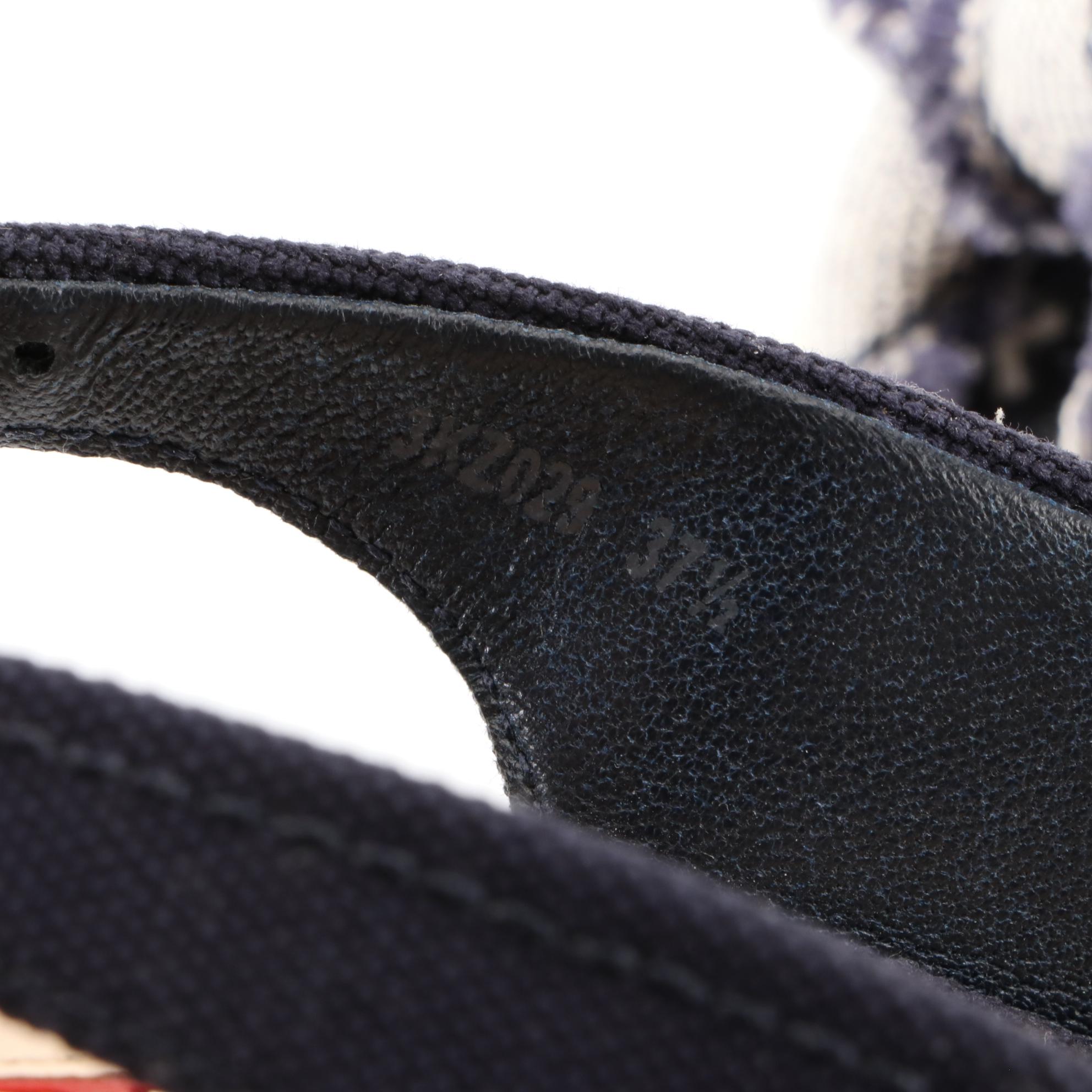 Prada Linea Rossa Bow Peep Toe Espadrille Wedges in Navy Canvas