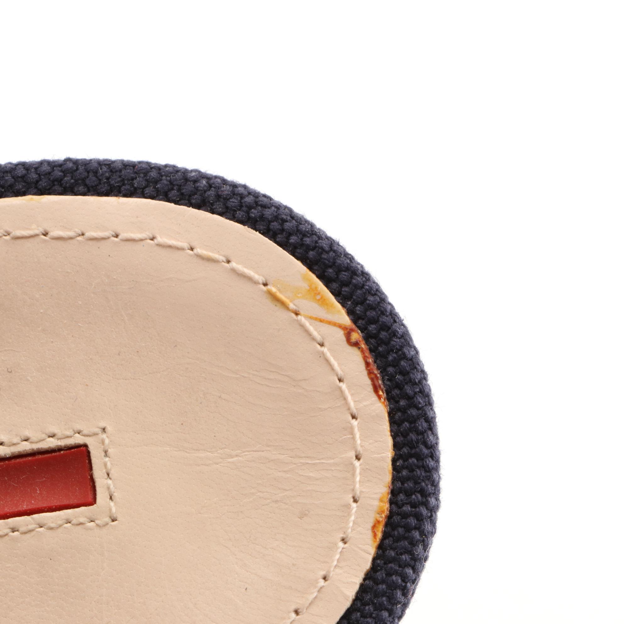 Prada Linea Rossa Bow Peep Toe Espadrille Wedges in Navy Canvas