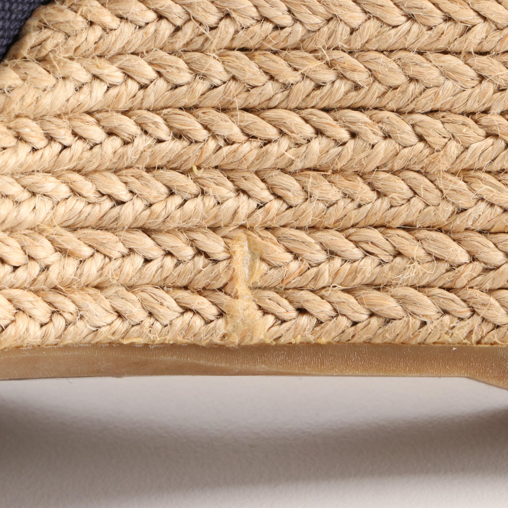 Prada Linea Rossa Bow Peep Toe Espadrille Wedges in Navy Canvas