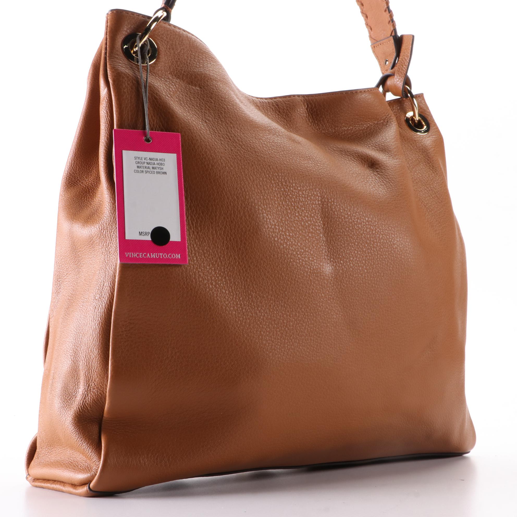 Vince Camuto Nadja Hobo Bag in Brown Leather, New with Tag