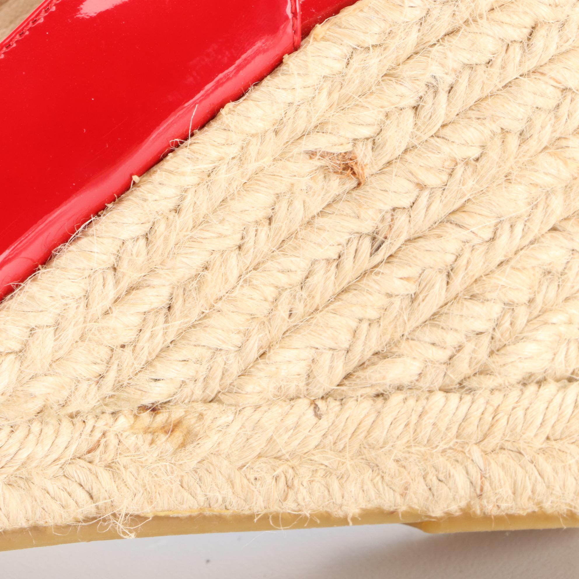 Valentino Garavani Bow Espadrille Wedge Platform Sandals in Patent Leather