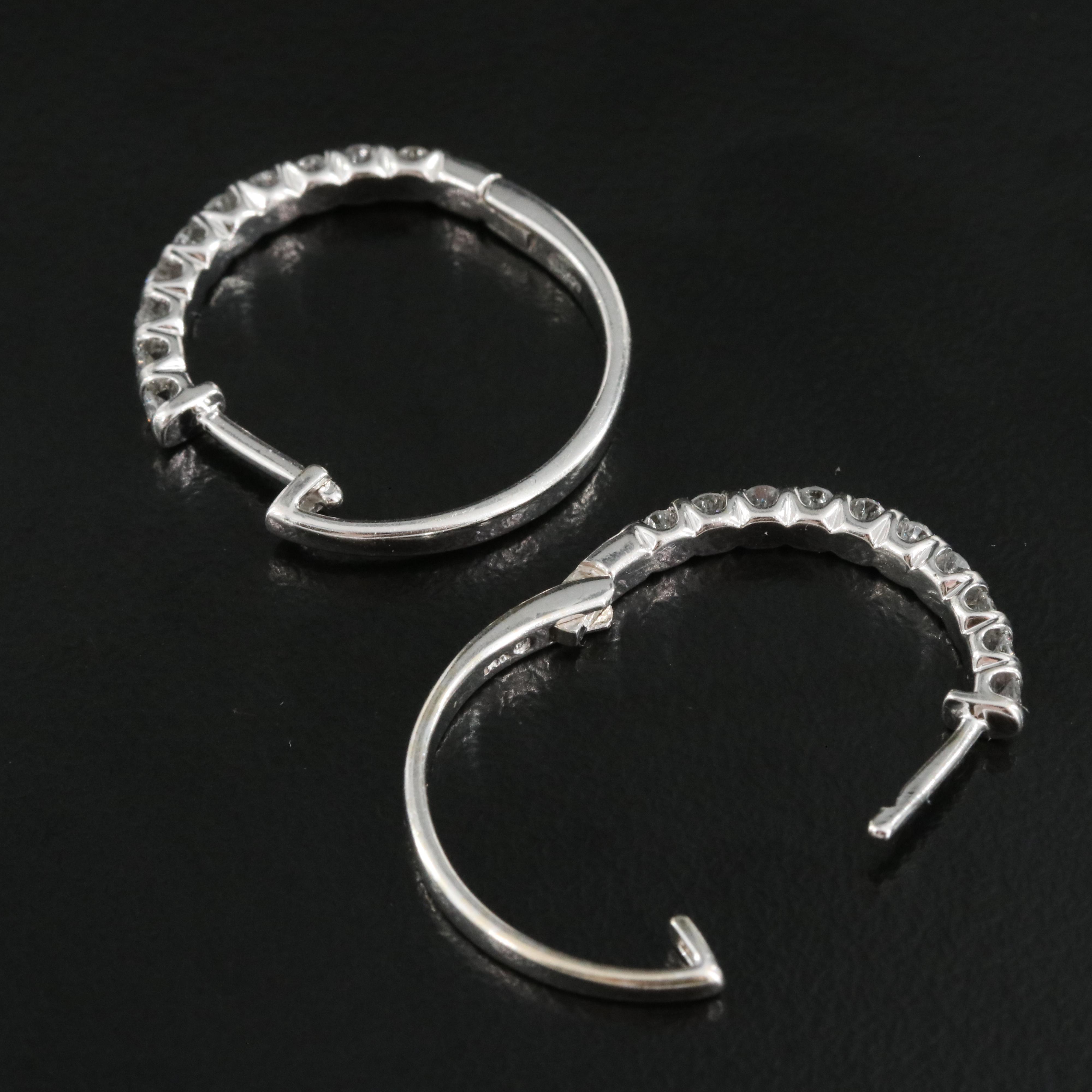 14K 0.50 CTW Diamond Hoop Earrings