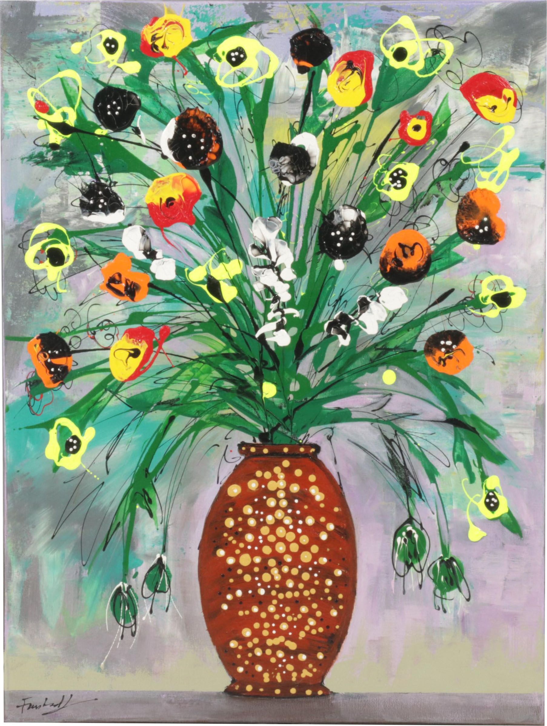 Farshad Lanjani Floral Still Life Acrylic Painting, 21st Century