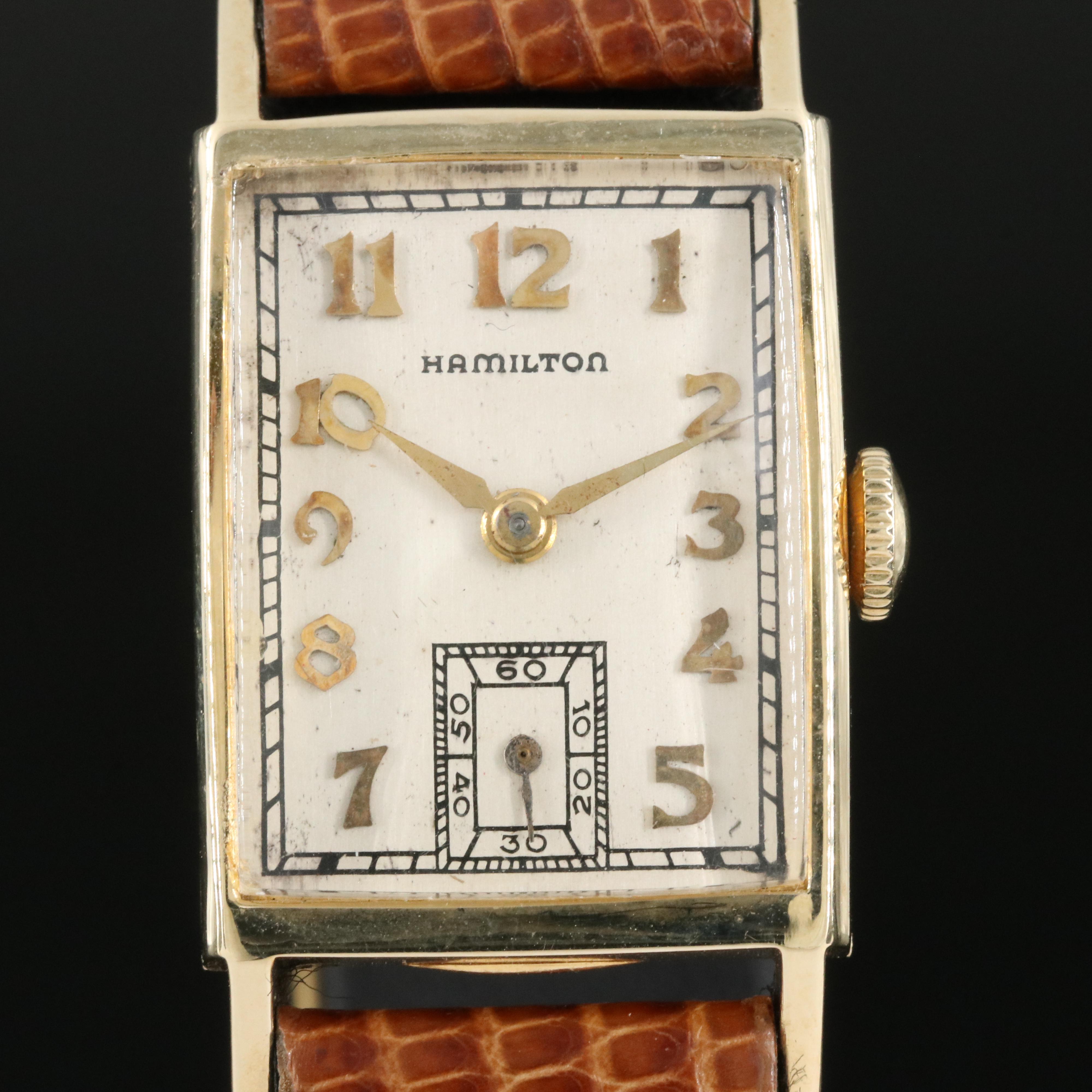 Vintage 14K Hamilton "Brock" Stem Wind Watch