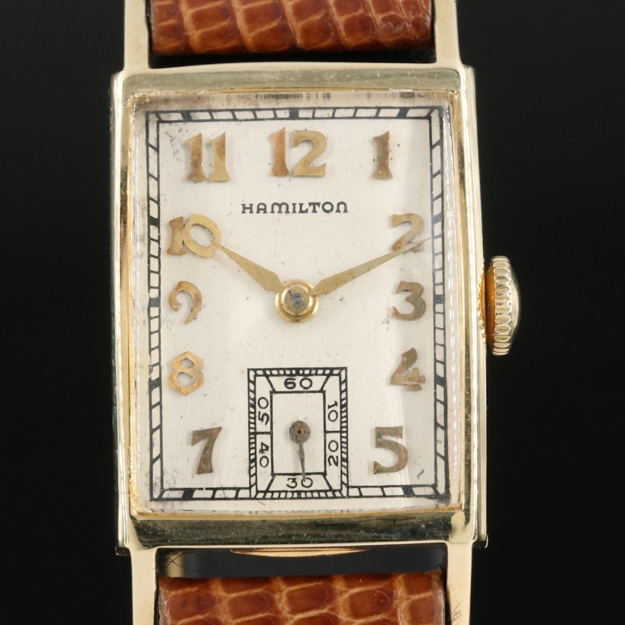 Vintage 14K Hamilton "Brock" Stem Wind Wristwatch
