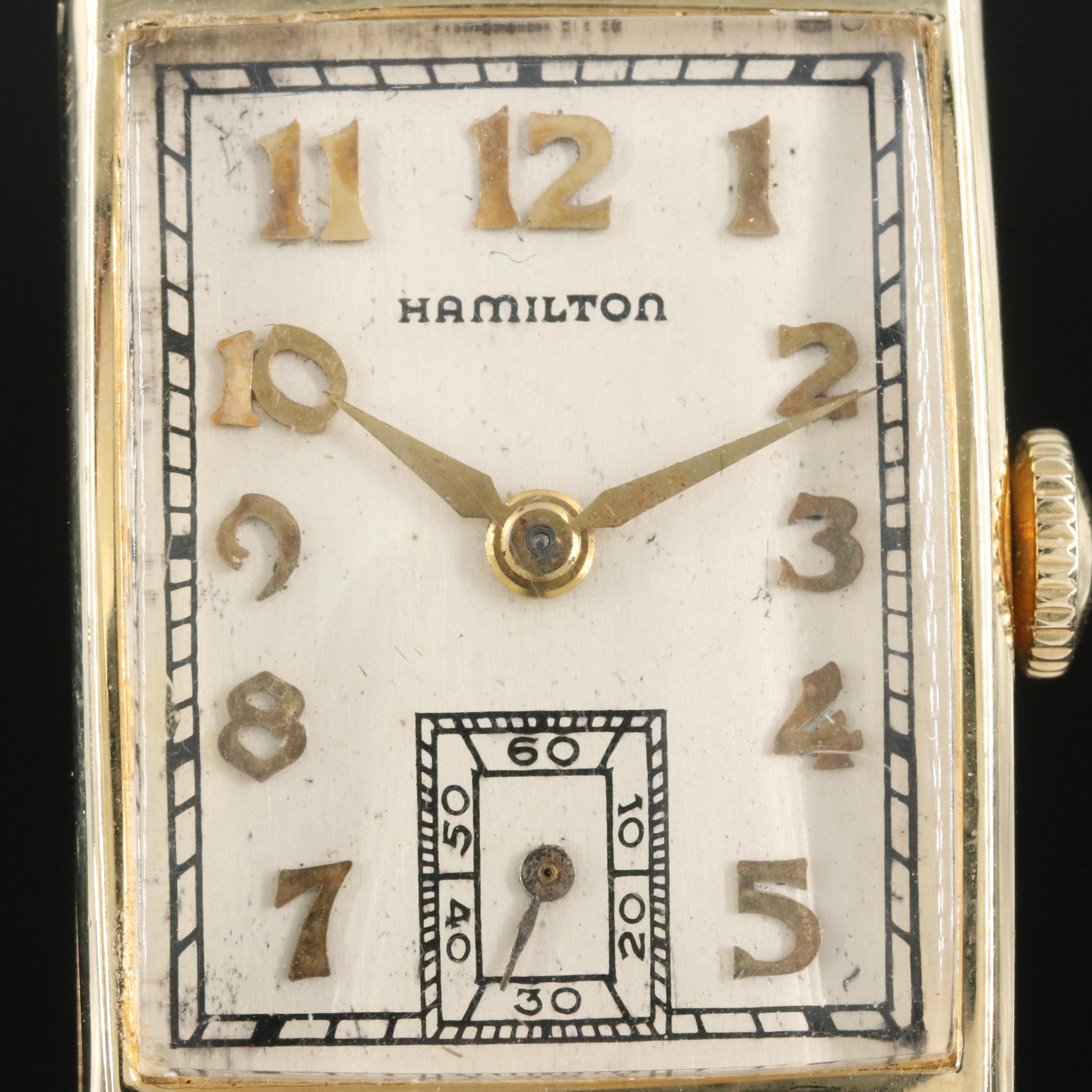 Vintage 14K Hamilton "Brock" Stem Wind Watch