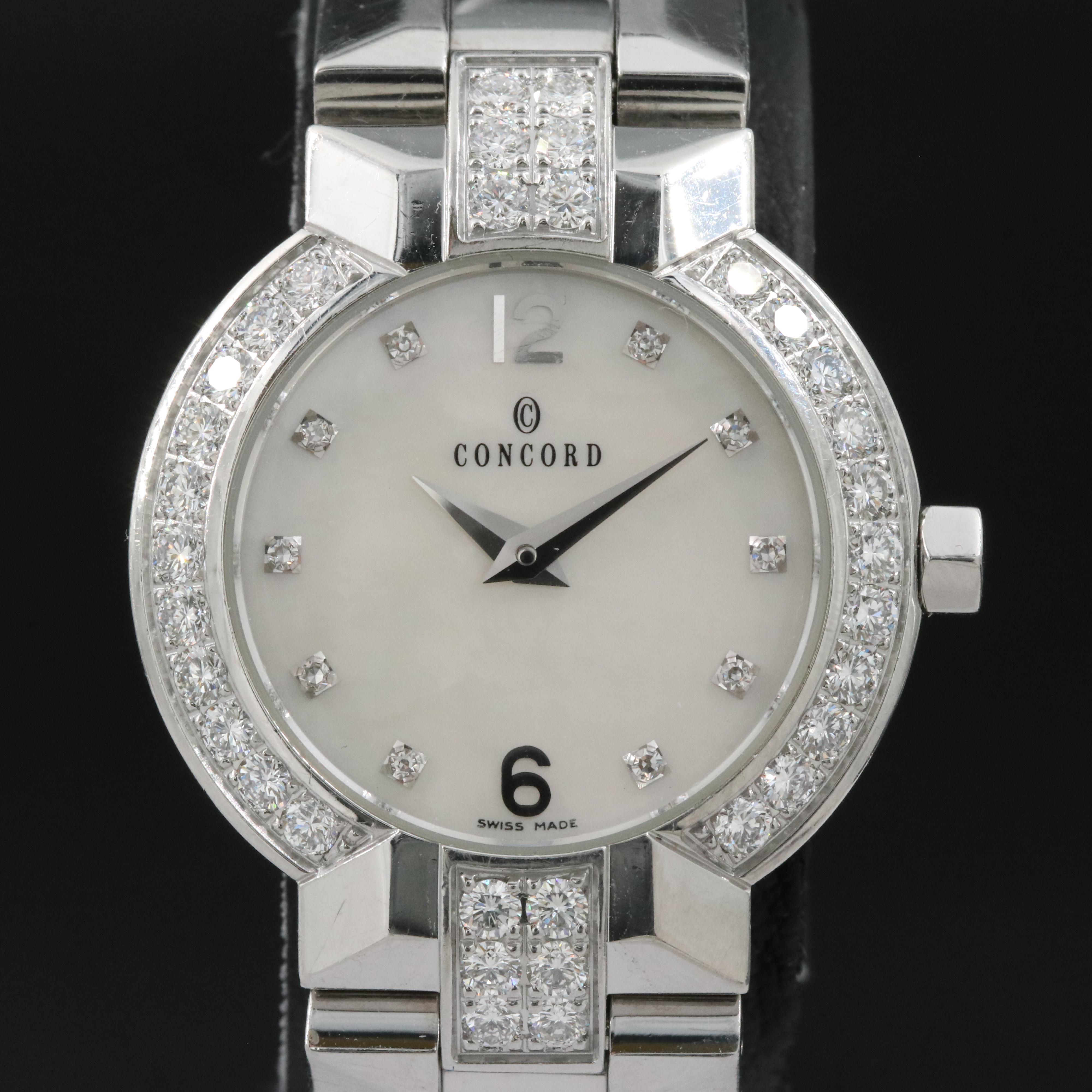 Concord La Scala Stainless Steel Mother-of-Pearl and 1.06 CTW Diamond Watch