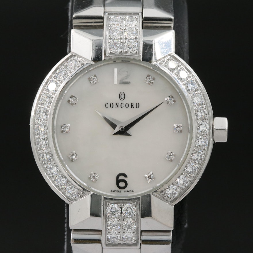 Concord La Scala Stainless Steel Mother-of-Pearl and 1.06 CTW Diamond Wristwatch