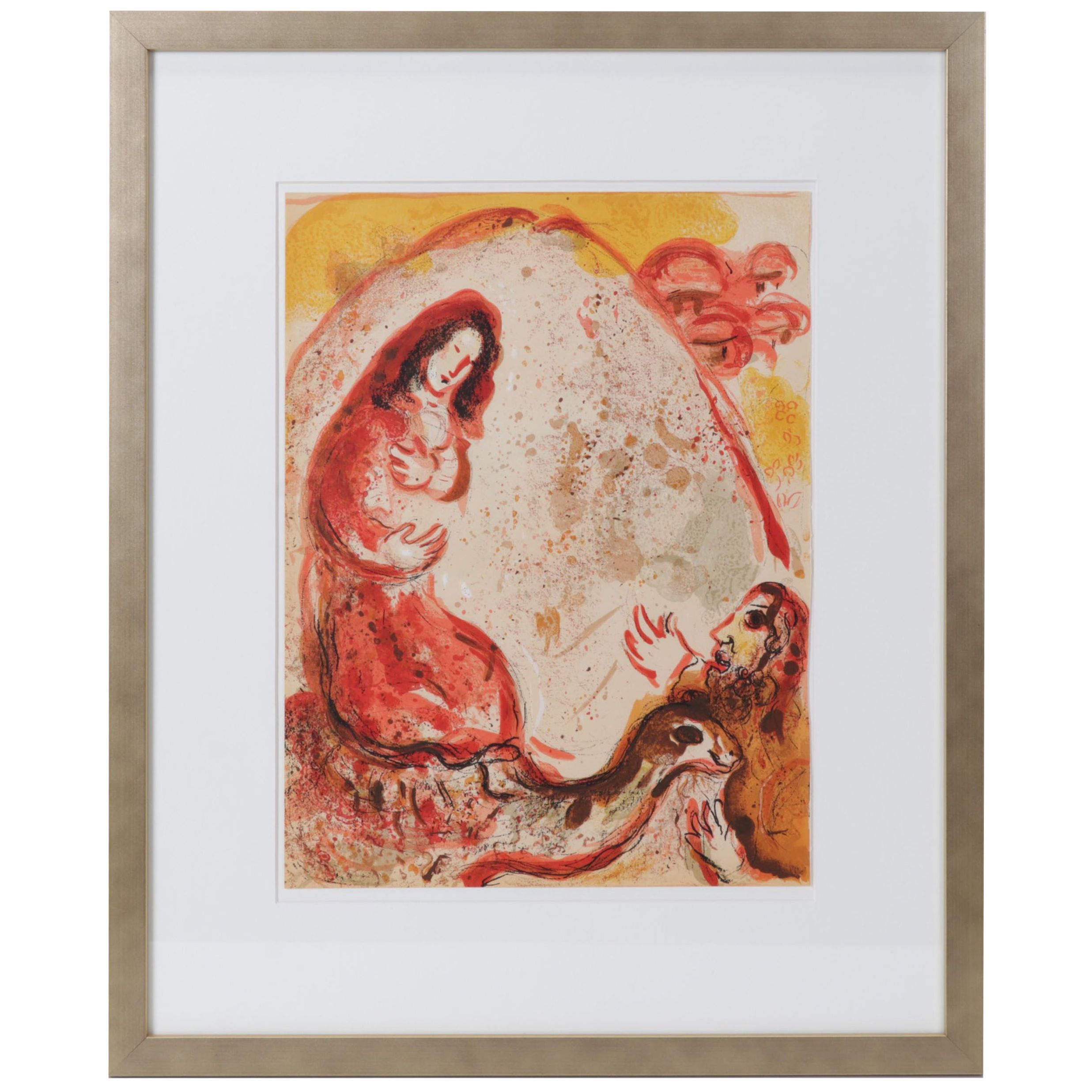 Marc Chagall Color Lithograph "Rachel dérobe les idoles de son père," 1960