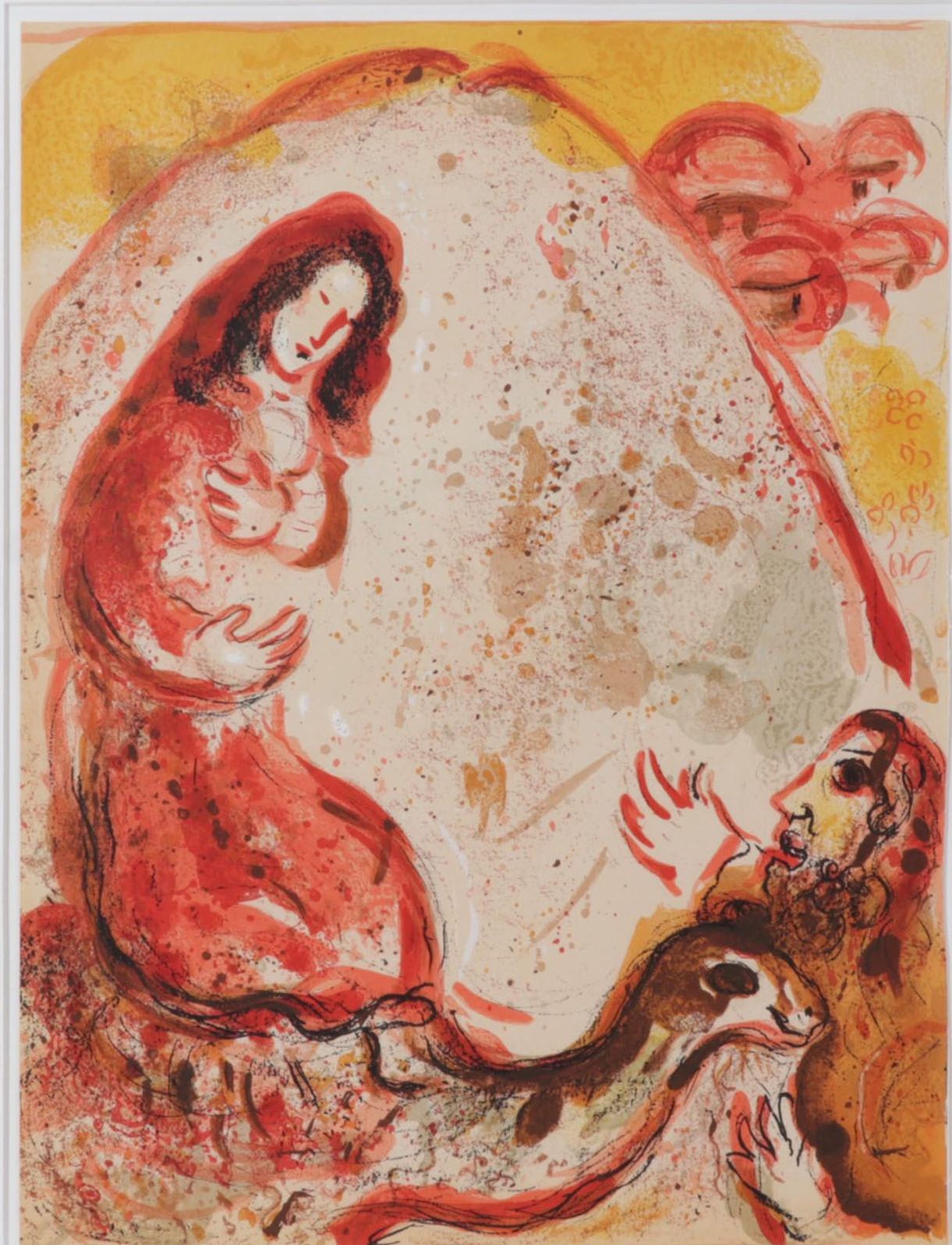 Marc Chagall Color Lithograph "Rachel dérobe les idoles de son père," 1960