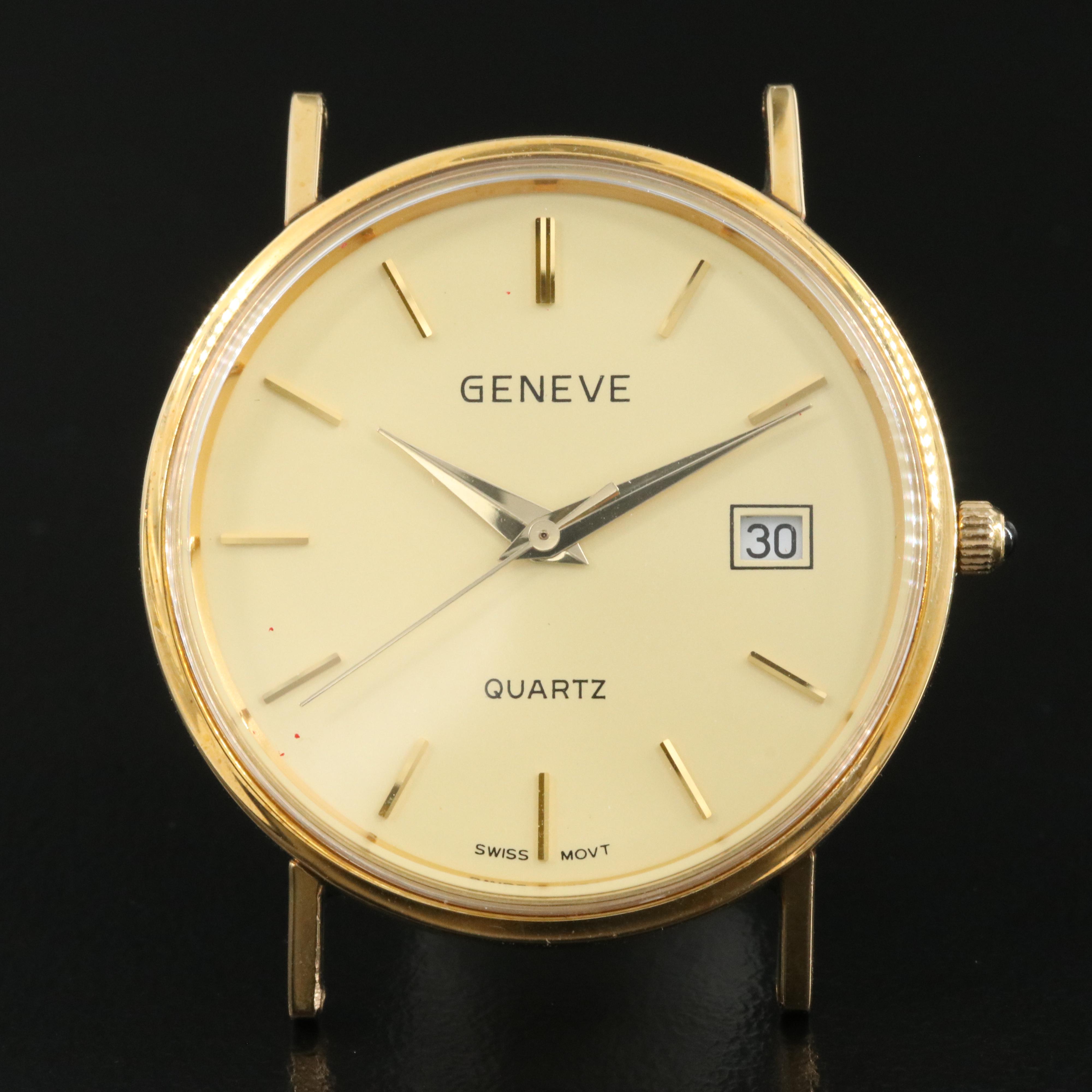 14K Geneve Swiss Quartz Date Watch