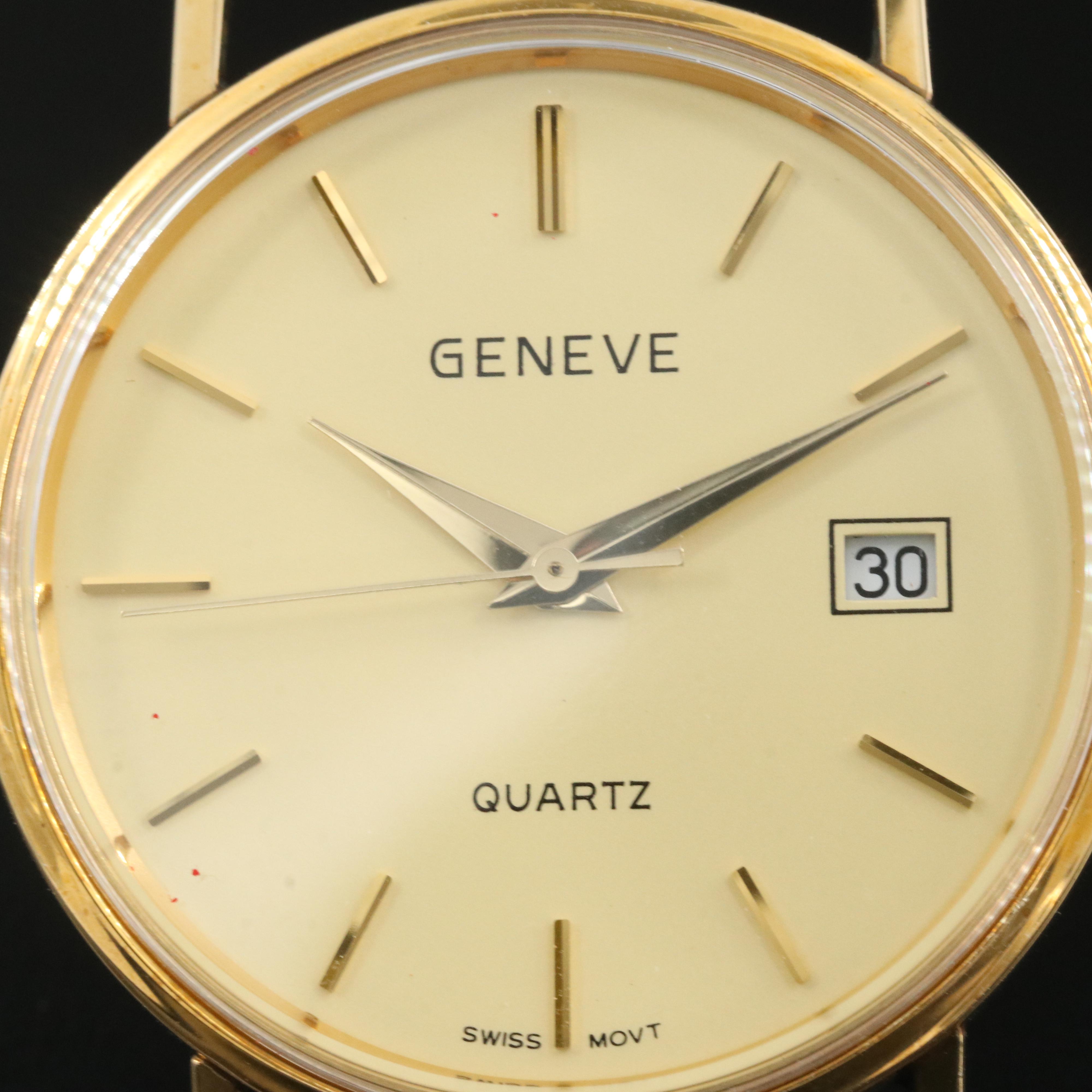 14K Geneve Swiss Quartz Date Watch