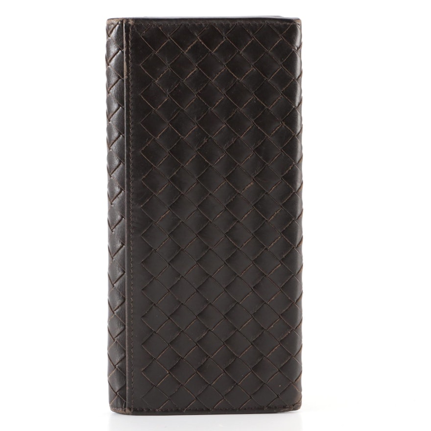 Bottega Veneta Long Wallet in Brown Intrecciato Leather