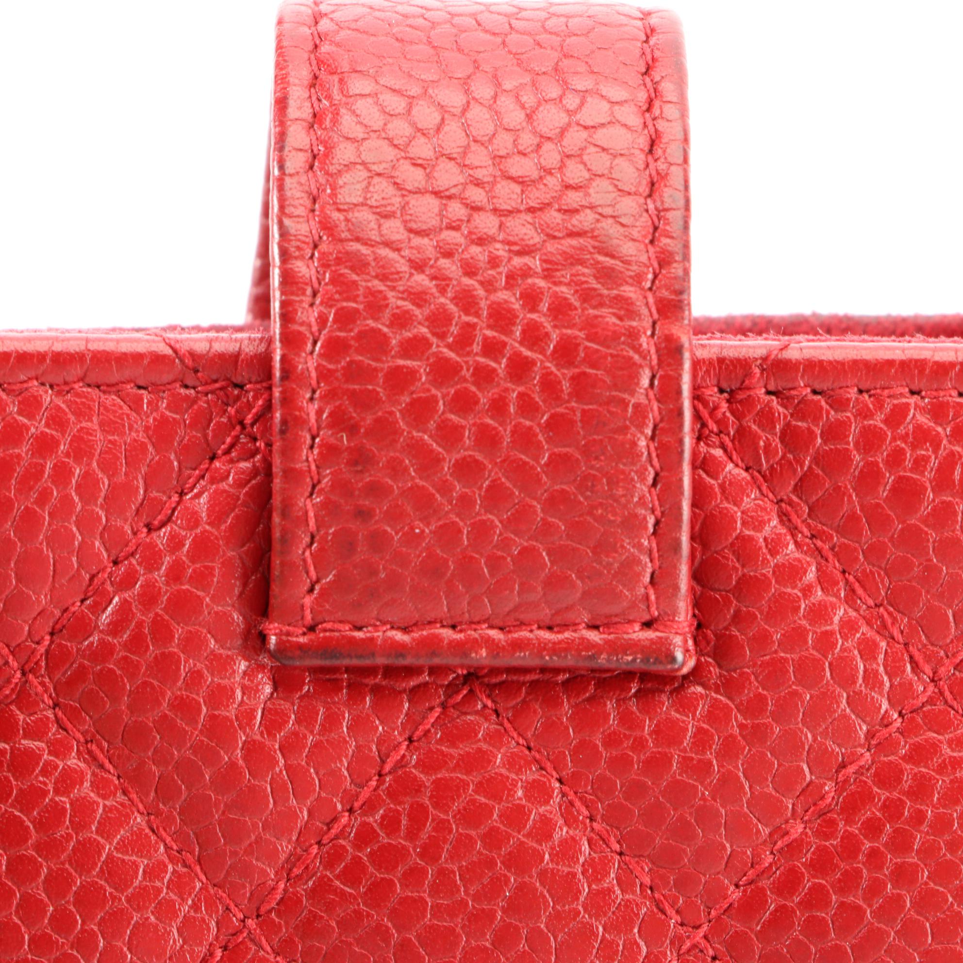 Chanel Zip Card Card/Wallet in Red Quilted Caviar Leather