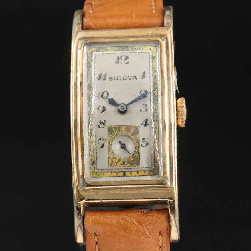 Vintage Bulova Tank Shape Gold-Filled Wristwatch