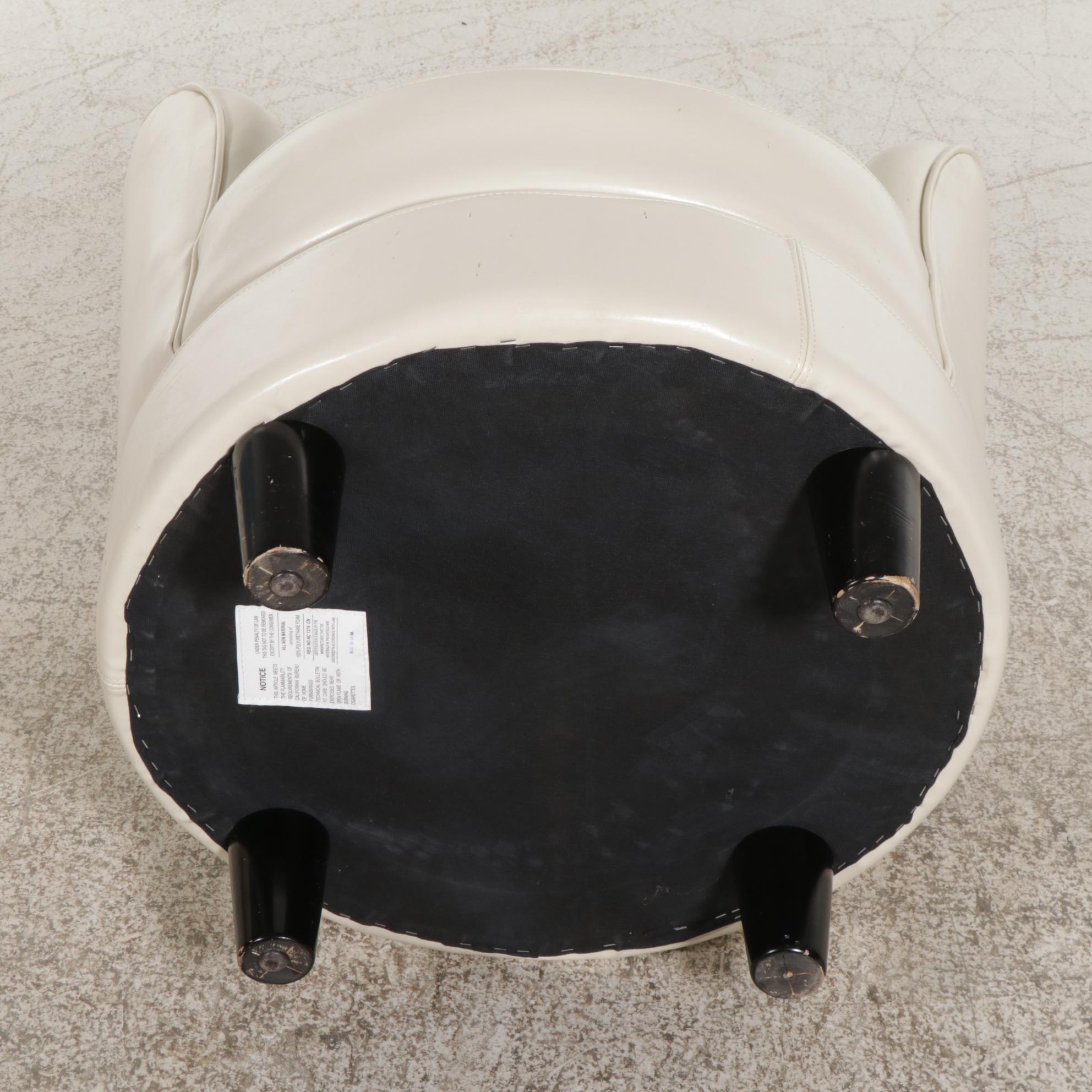 Contemporary Leather Upholstered Barrel Style Swivel Chair