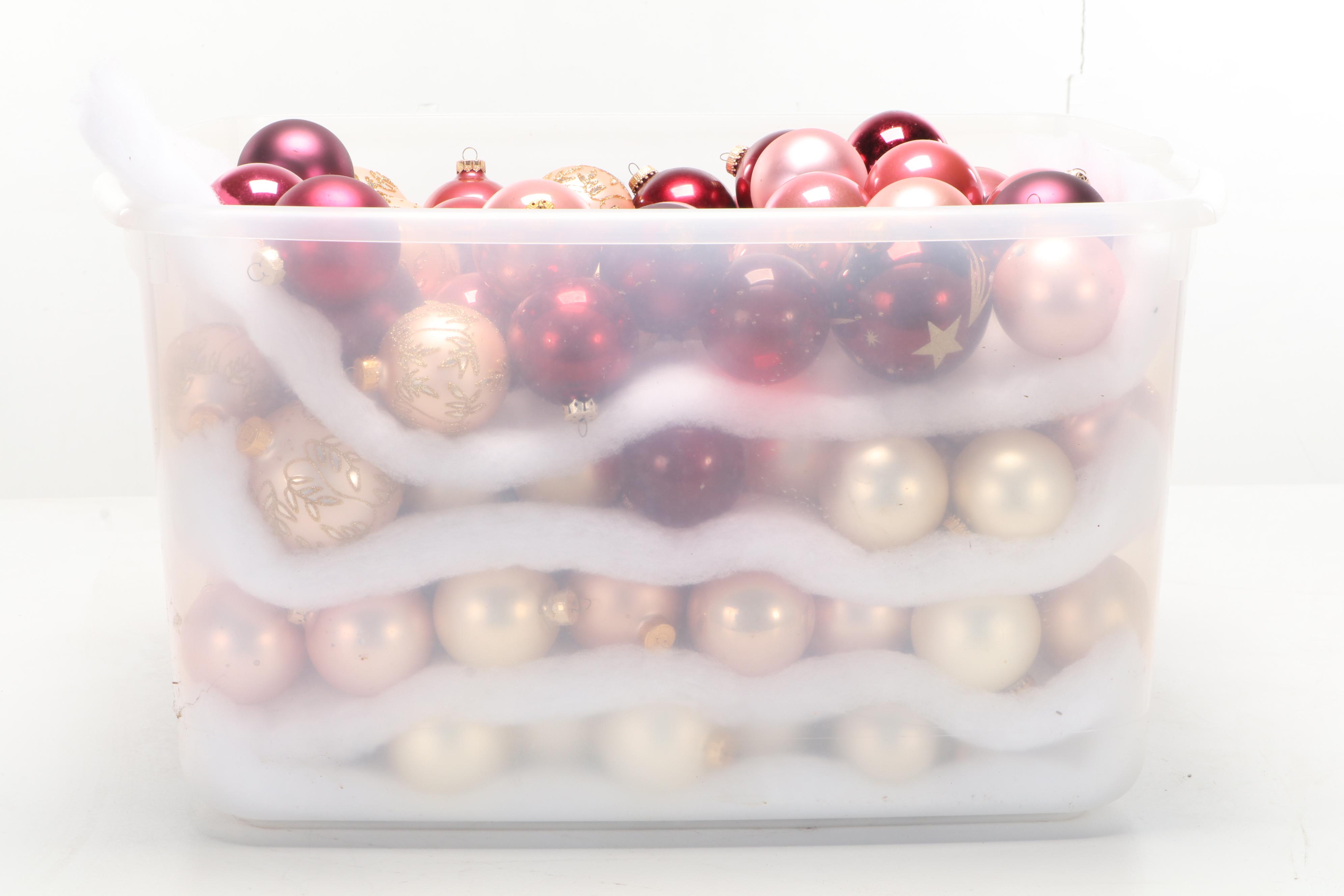 Glass Gold and Rose Metallic and Other Ornaments