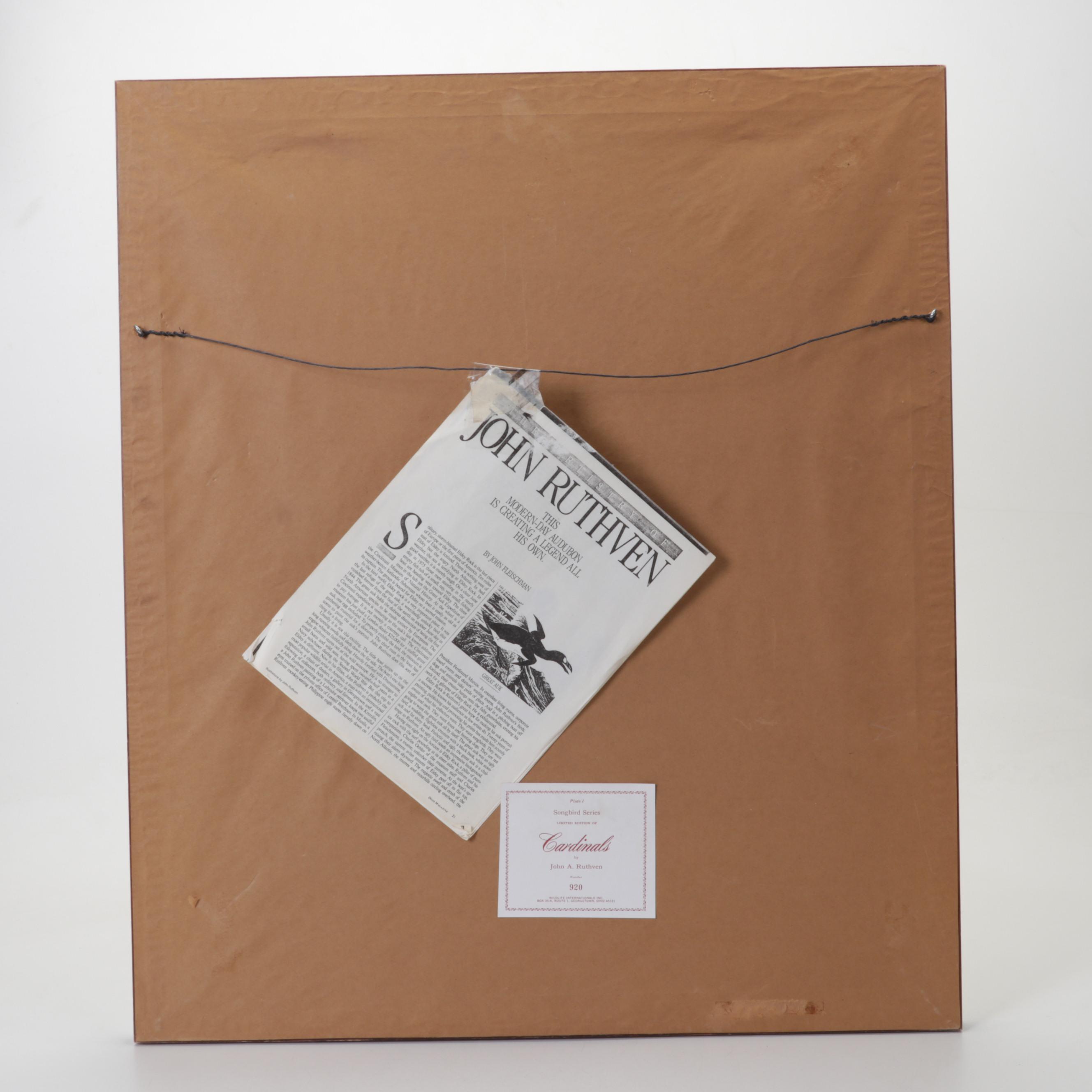 John Ruthven Offset Lithograph "Cardinal," Circa 1978