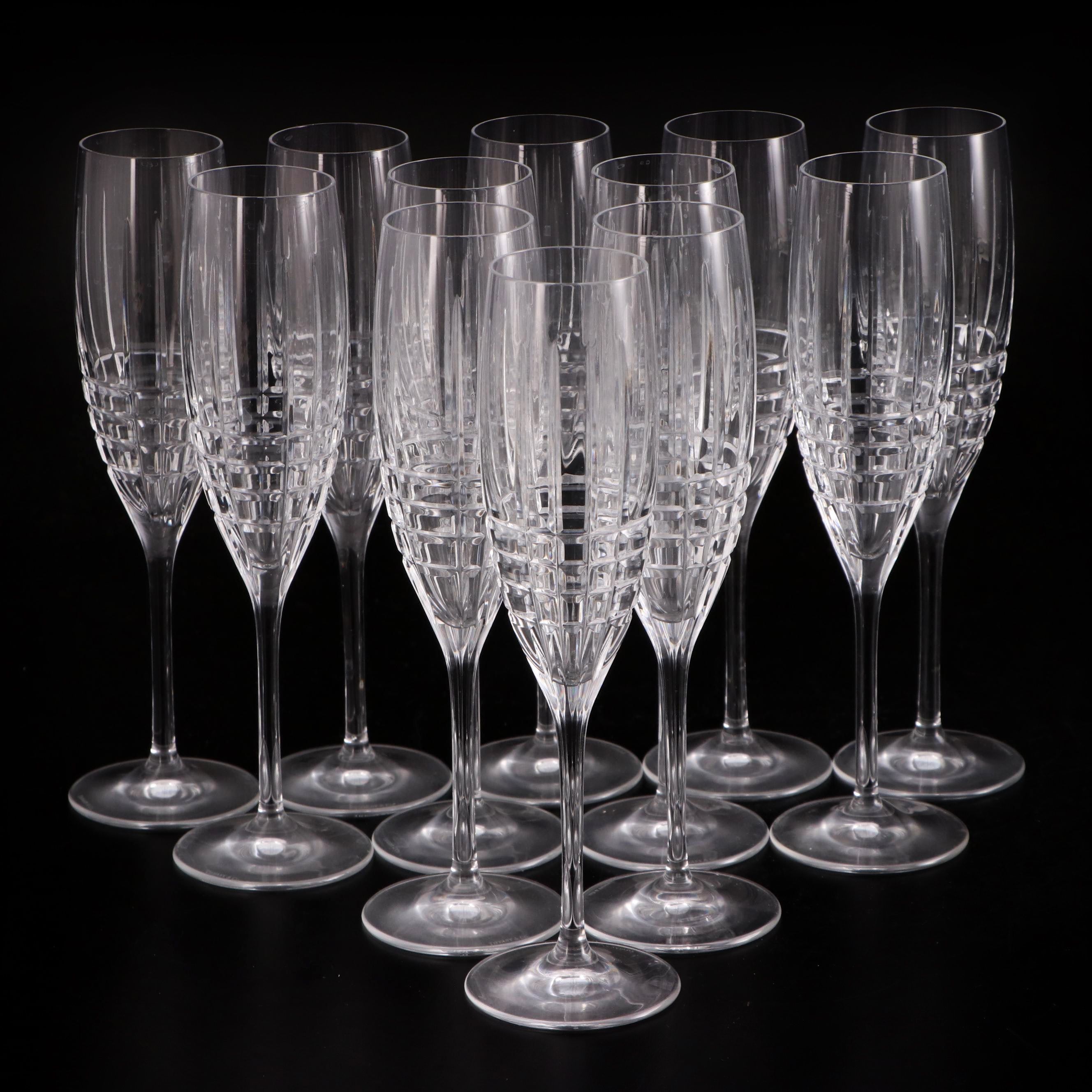 Tiffany & Co. "Plaid" Crystal Champagne Flutes