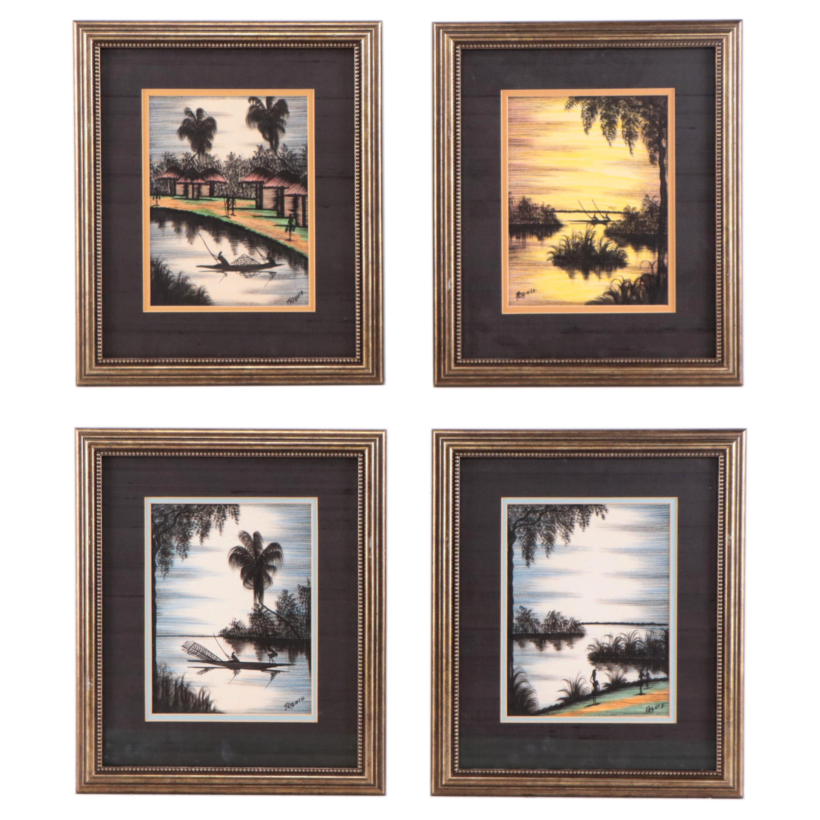 Franco Ink and Watercolor Tropical Landscapes